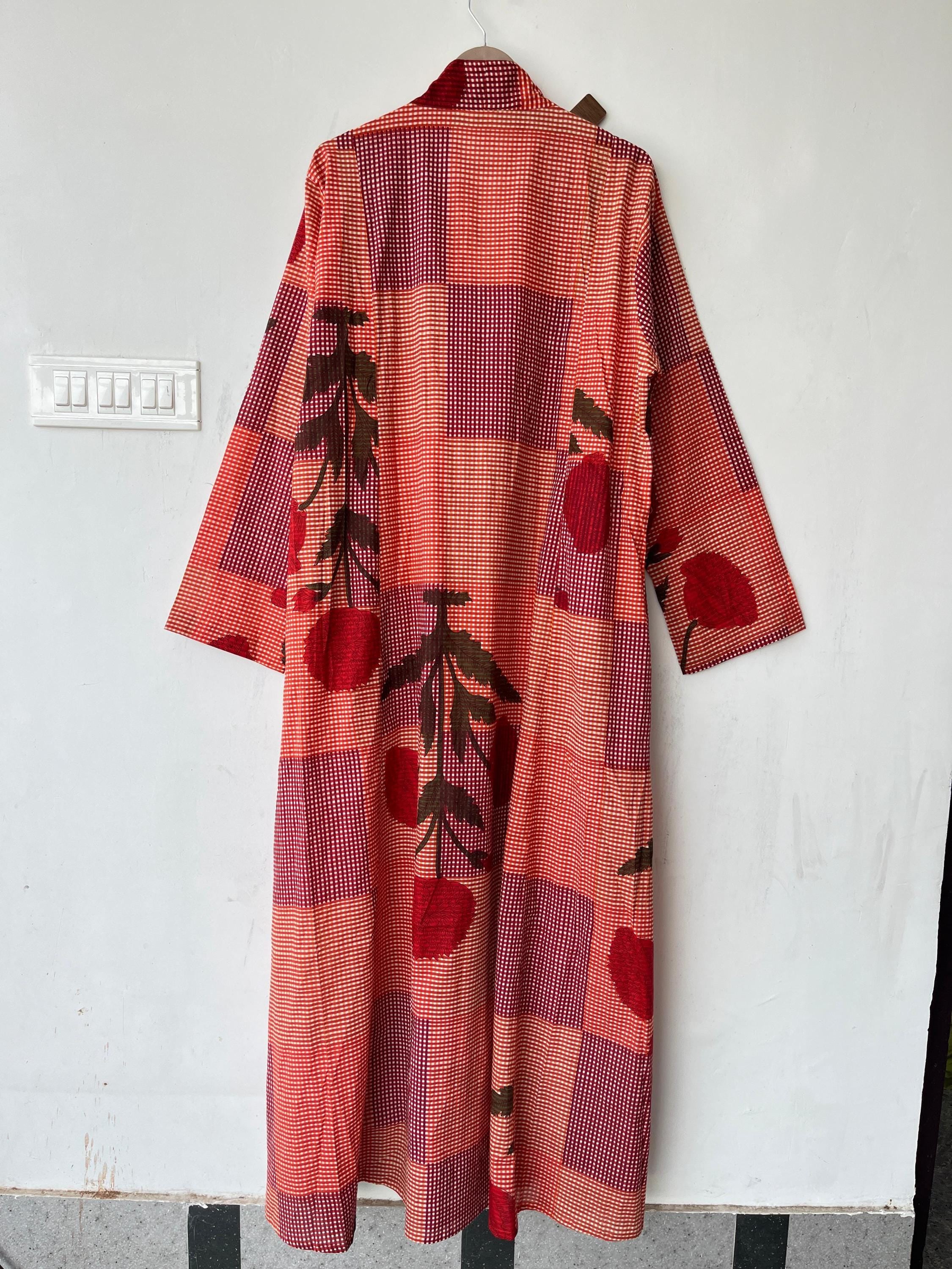 Hand Block Printed Cotton Dress: Indian Gauze Tunic Gown