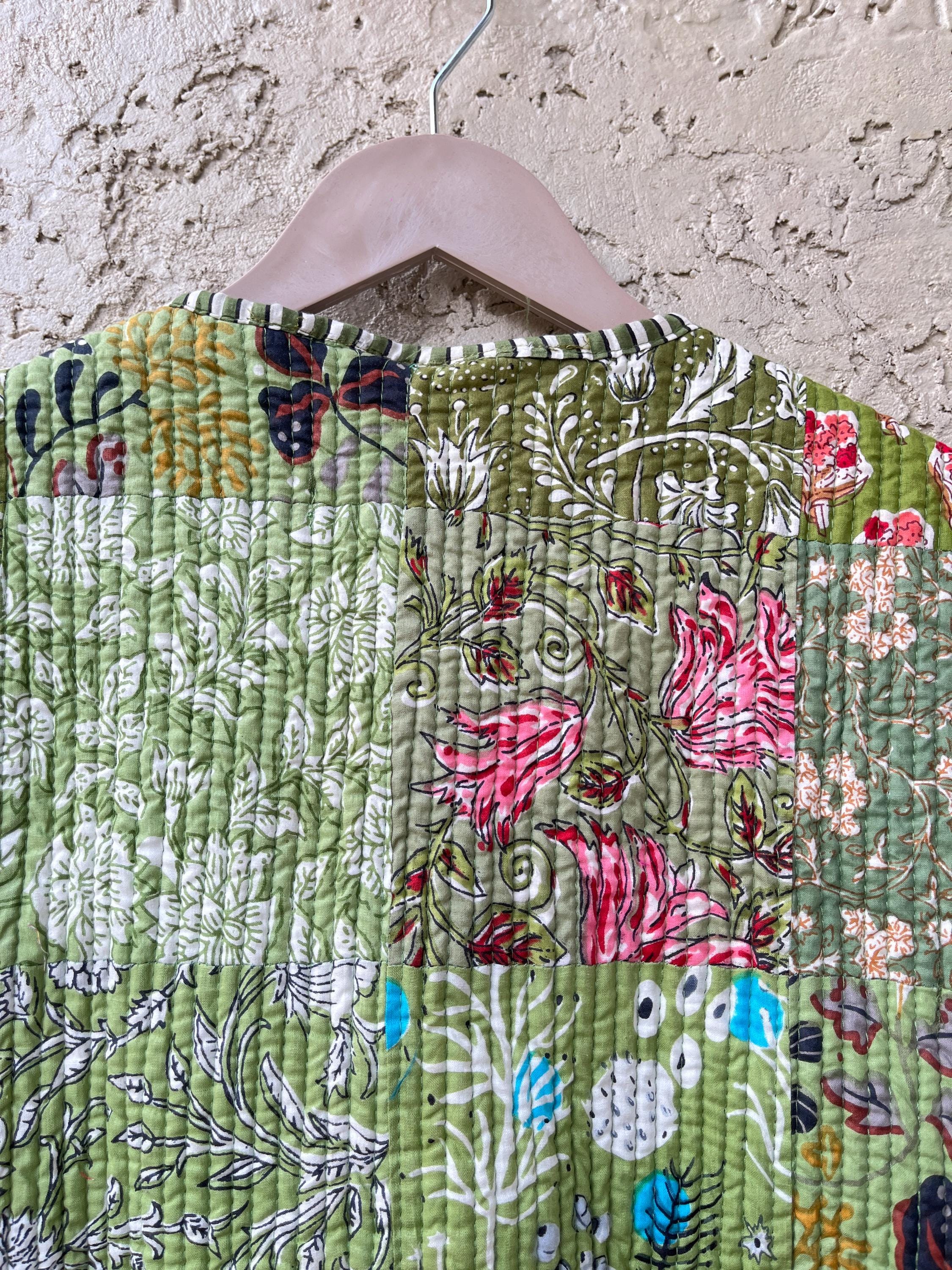 Handmade Cotton Quilted Vest: Reversible Patchwork Jacket