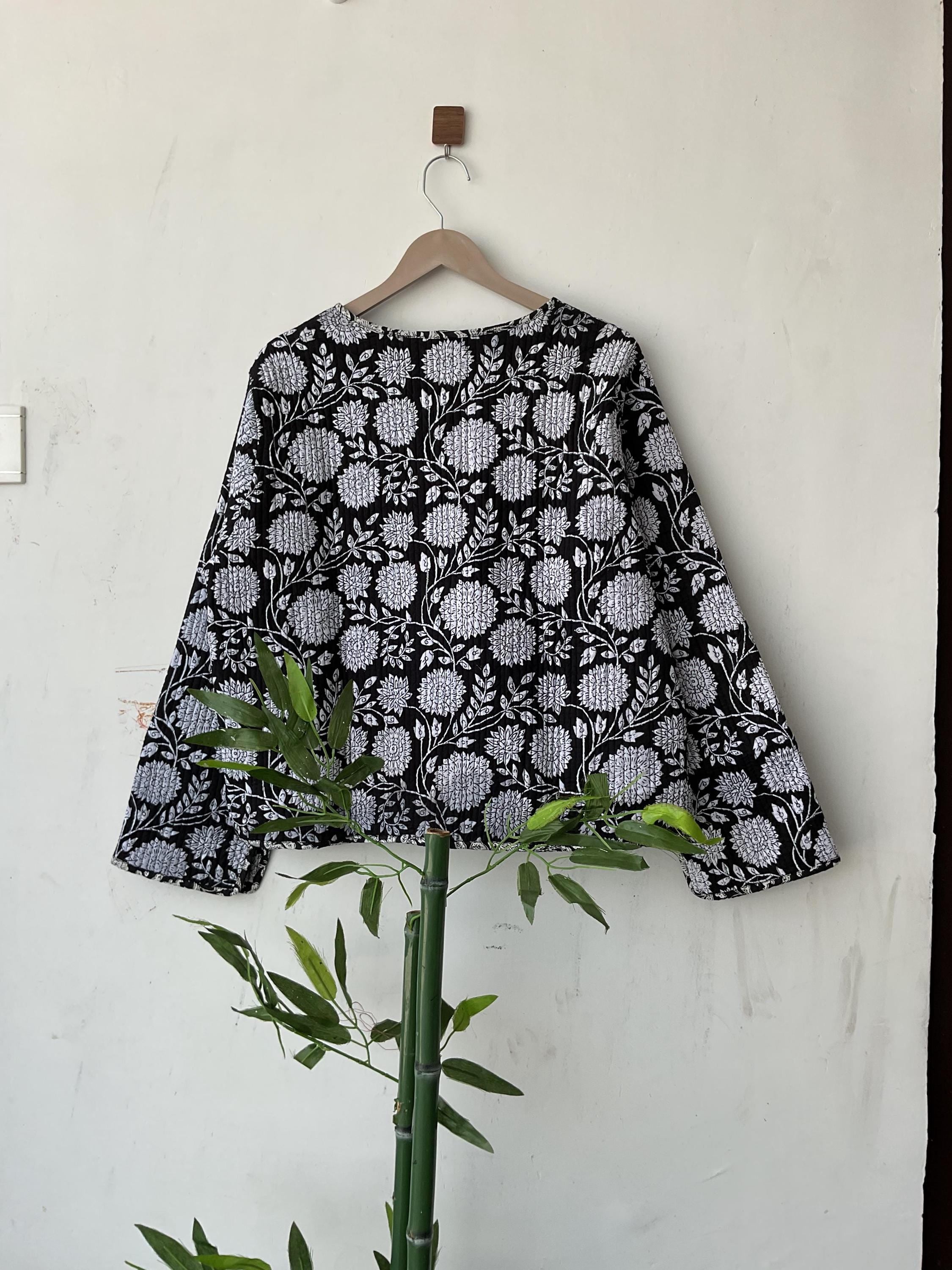 Reversible hand Block print Cotton Quilted jacket Coat , Short jacket Women's Wear Coat Winter jacket And Coat gift for her, quilted women