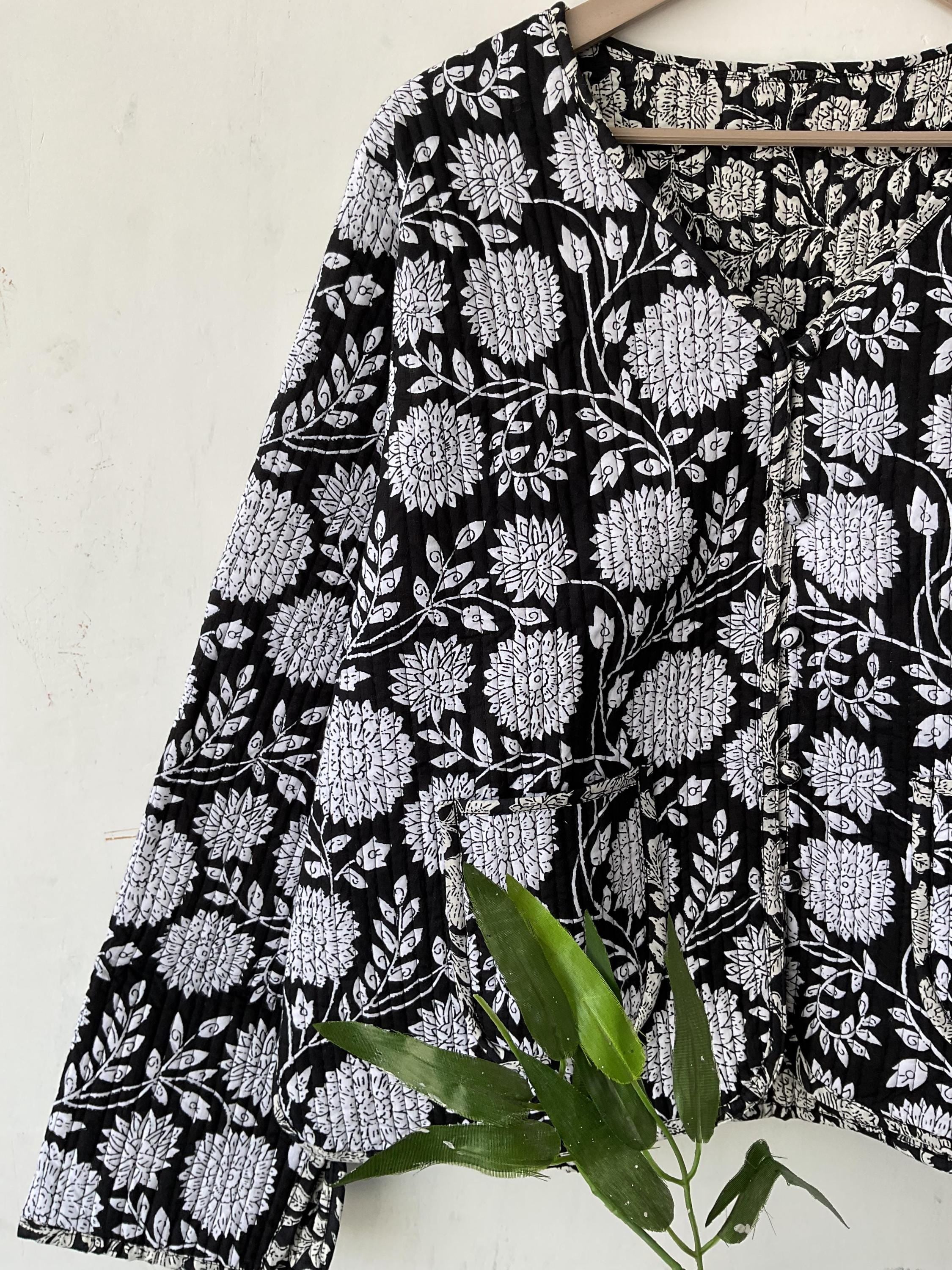 Reversible hand Block print Cotton Quilted jacket Coat , Short jacket Women's Wear Coat Winter jacket And Coat gift for her, quilted women