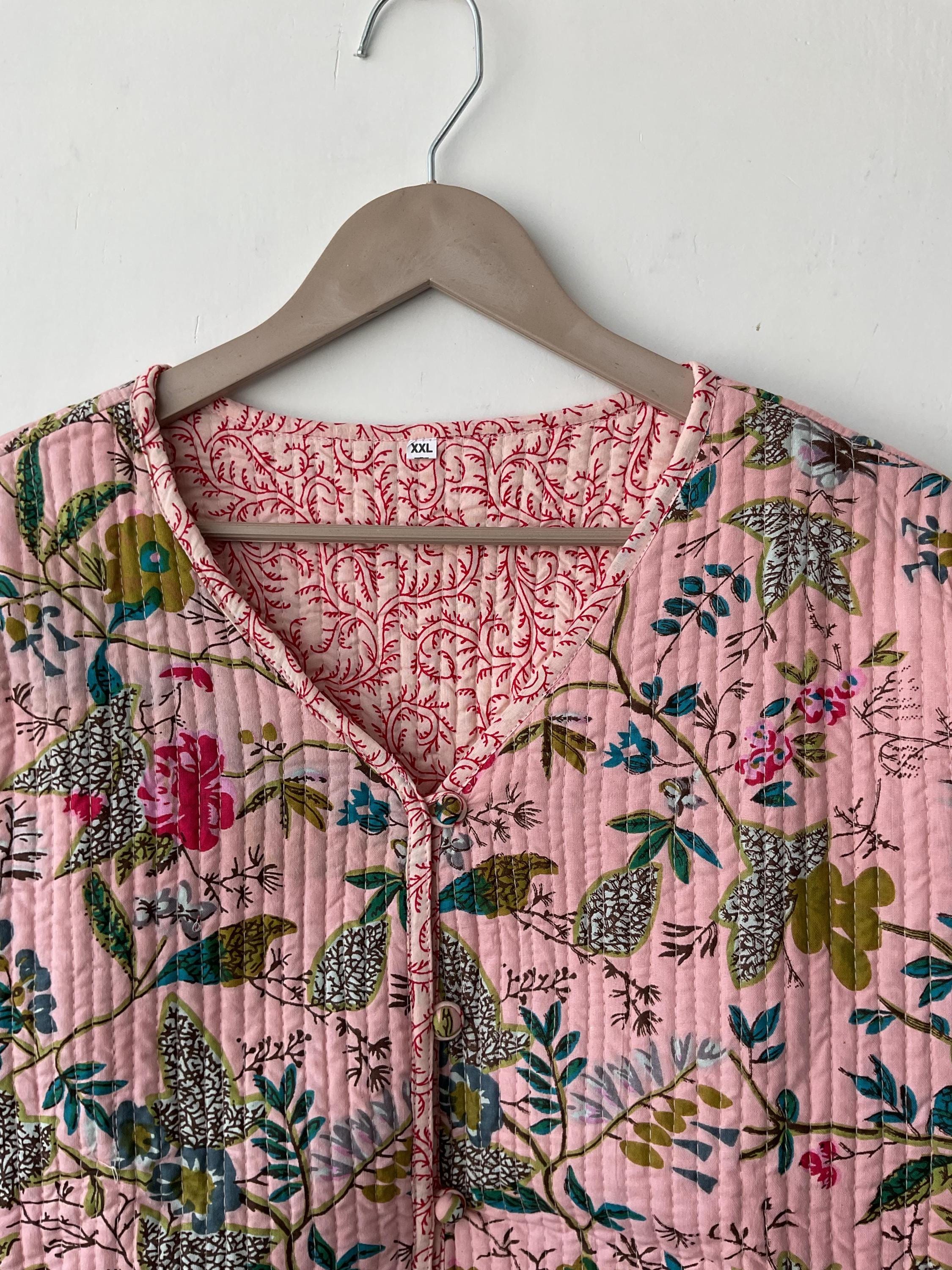 Reversible hand Block print Cotton Quilted jacket Coat ,Short jacket Women's Wear Coat Winter jacket And Coat ,gift for her jacket for women