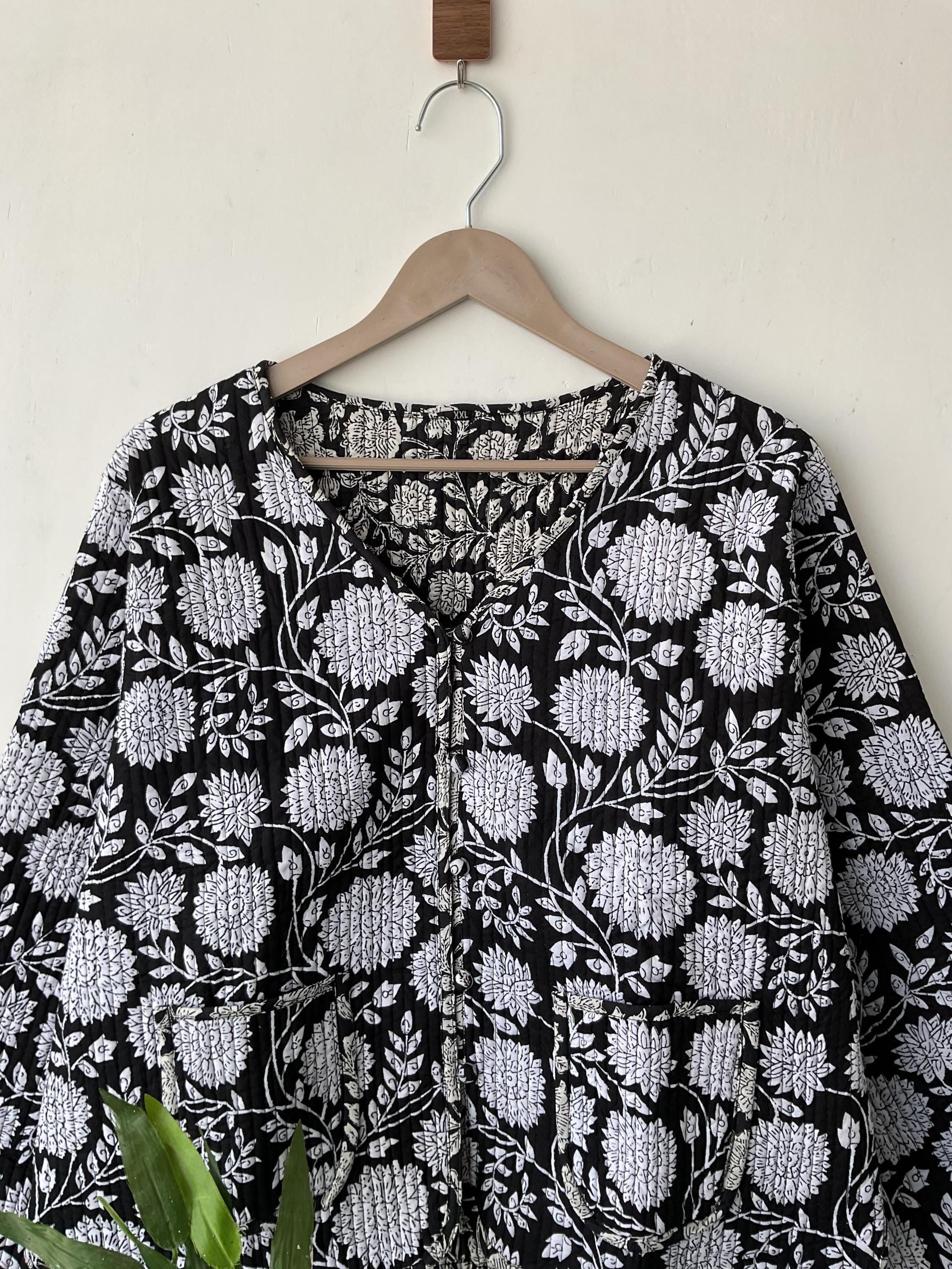 Reversible hand Block print Cotton Quilted jacket Coat , Short jacket Women's Wear Coat Winter jacket And Coat gift for her, quilted women