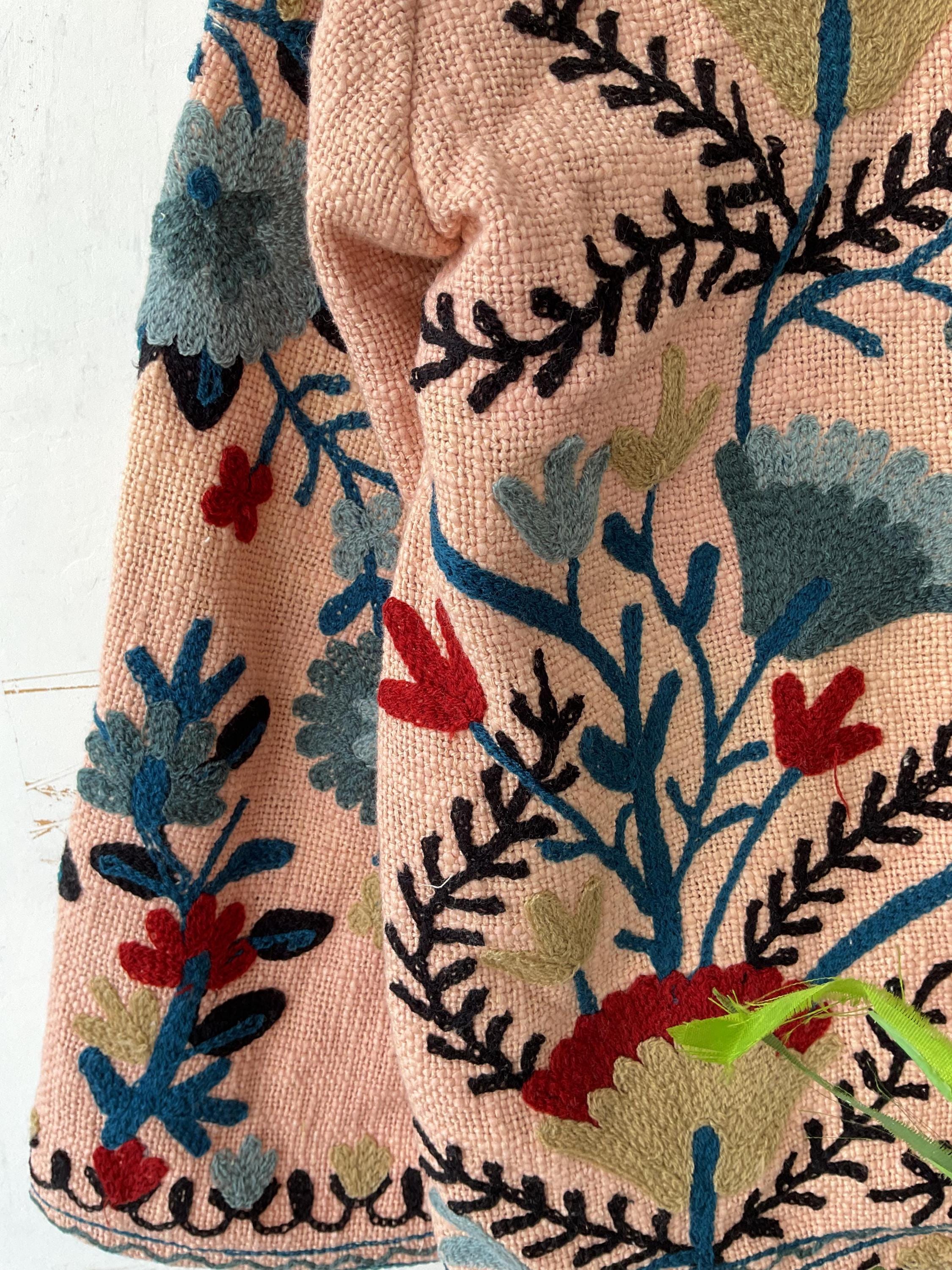 Handmade Suzani Embroidery Jacket: Boho Quilted Cotton Coat