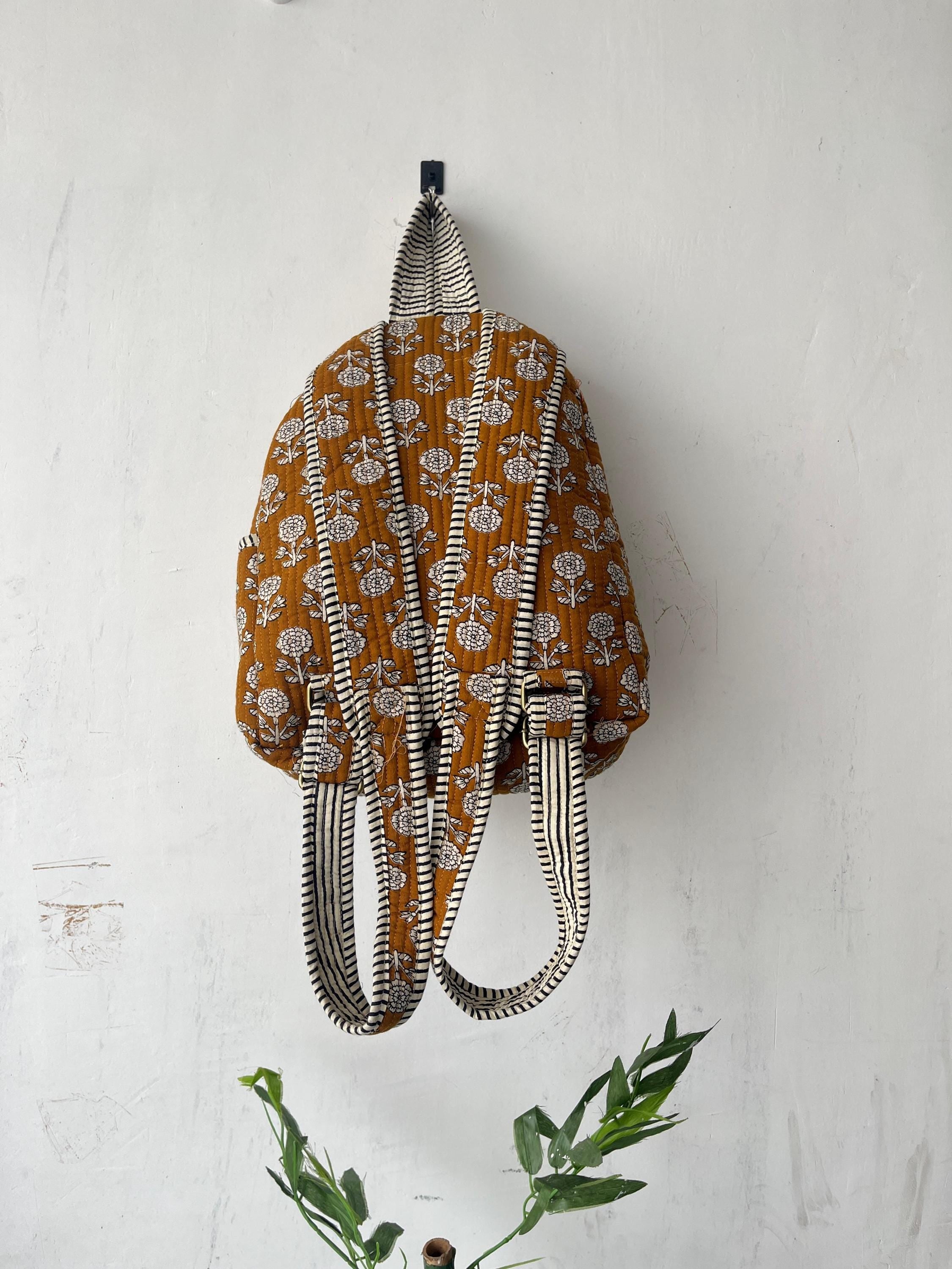 Quilted Patchwork Cotton Laptop Backpack: Reversible Tote Bag