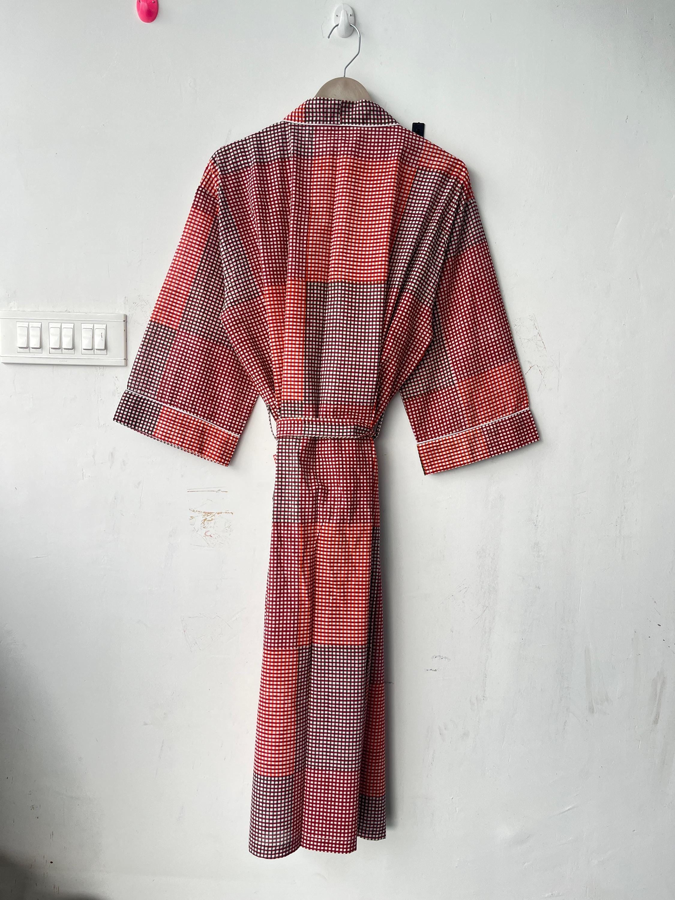 Block Print Cotton Kimono Robe: Handcrafted Summer Nightwear