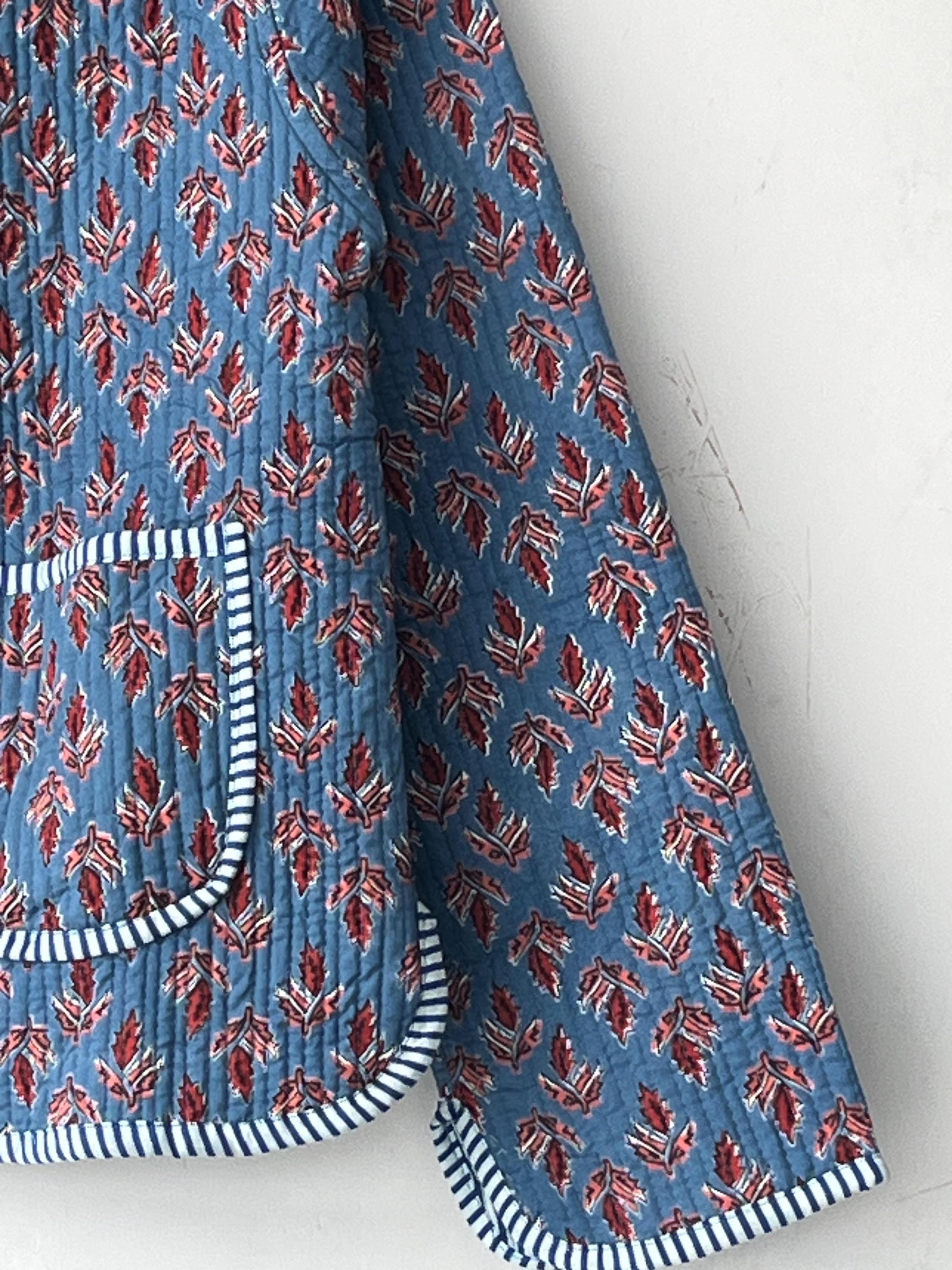 Block Printed Cotton Quilted Jacket - Boho Handmade Women's Coat