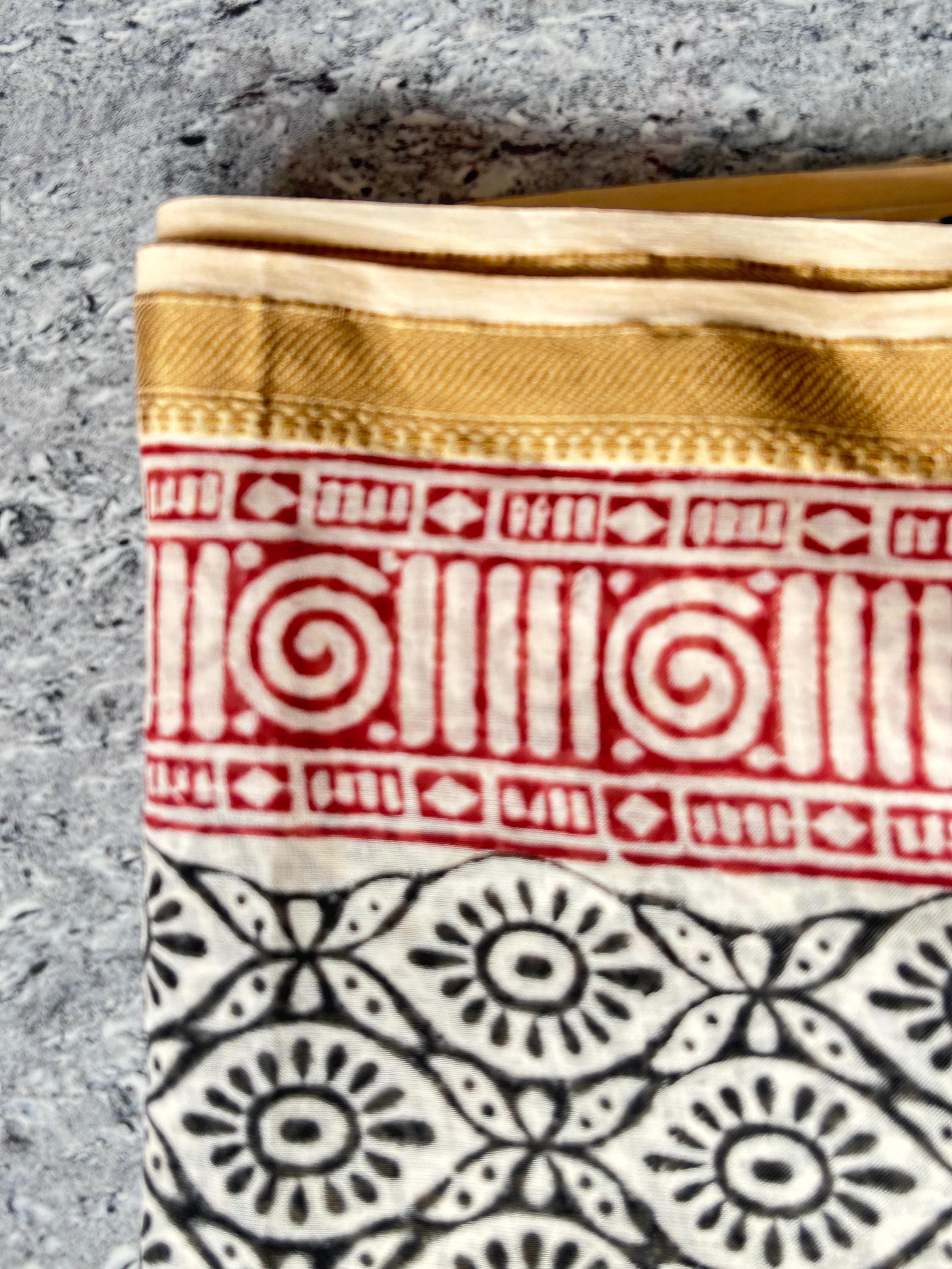 Hand Block Printed Cotton Sarong: Beach Wrap, Swim Cover-Up