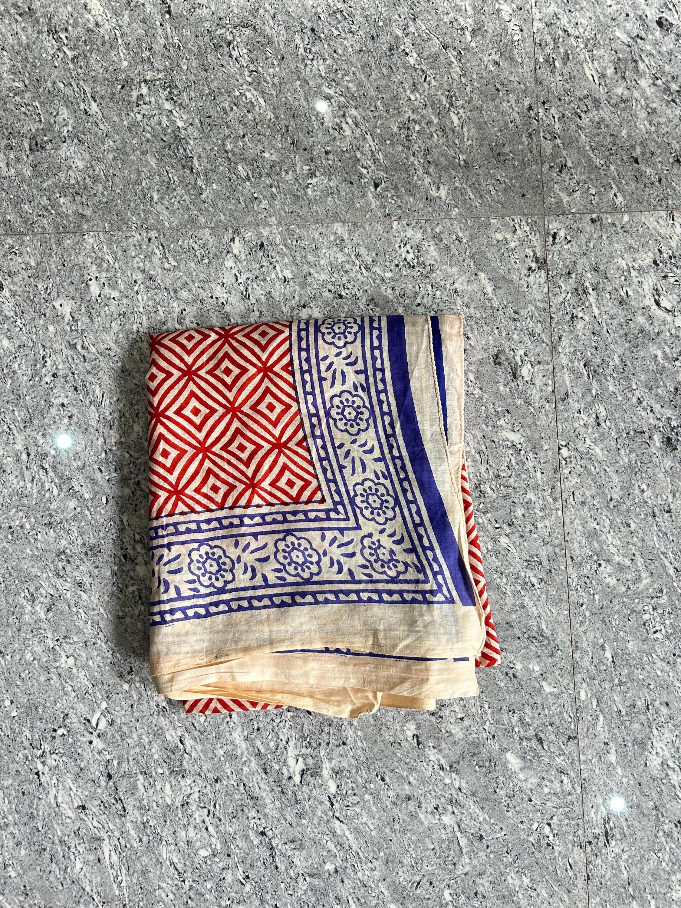 Hand Block Printed Cotton Sarong: Beach Wrap, Swim Cover-Up