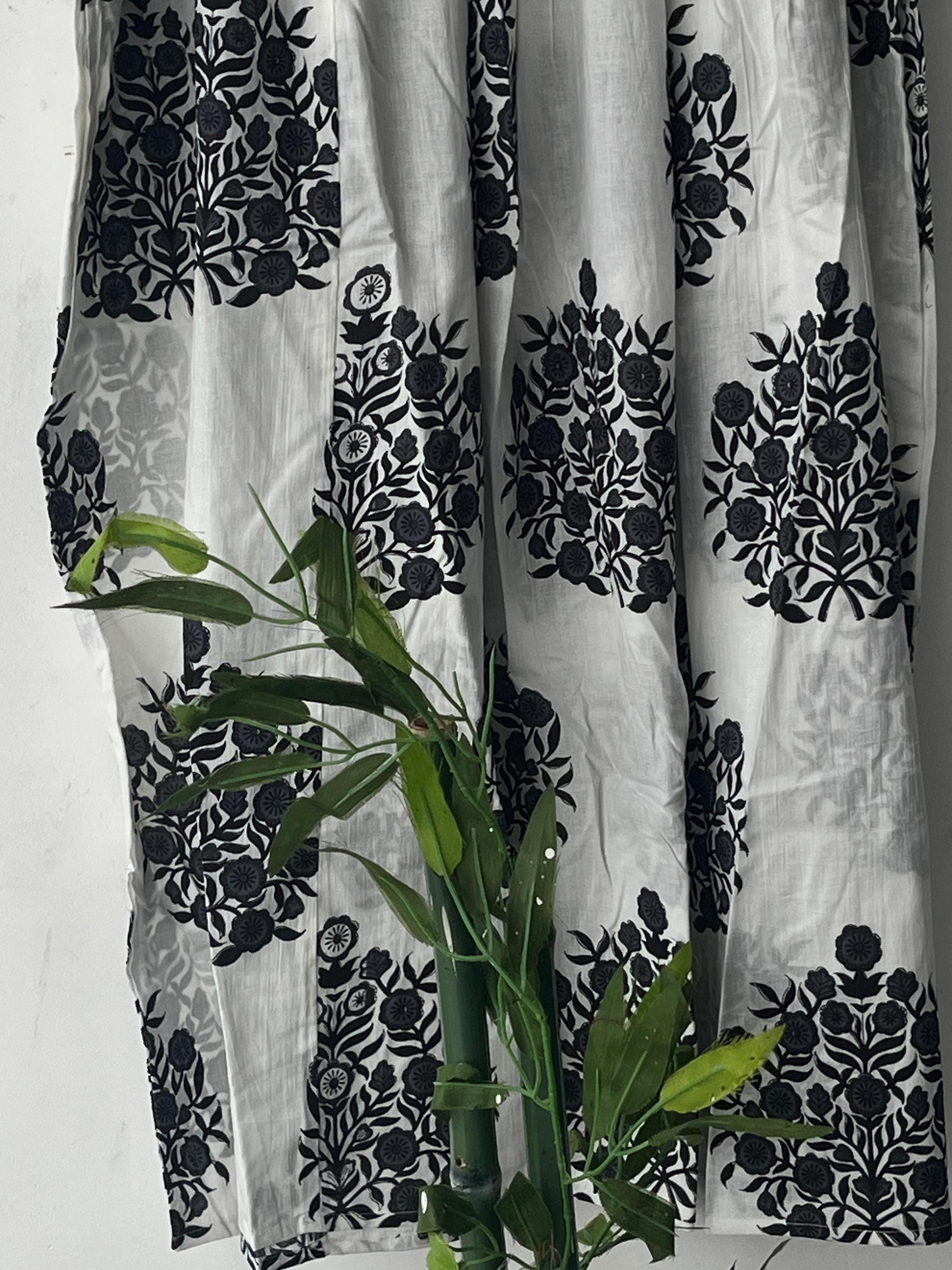 Hand Block Printed Cotton Gauze Dress: Bohemian Tunic Gown