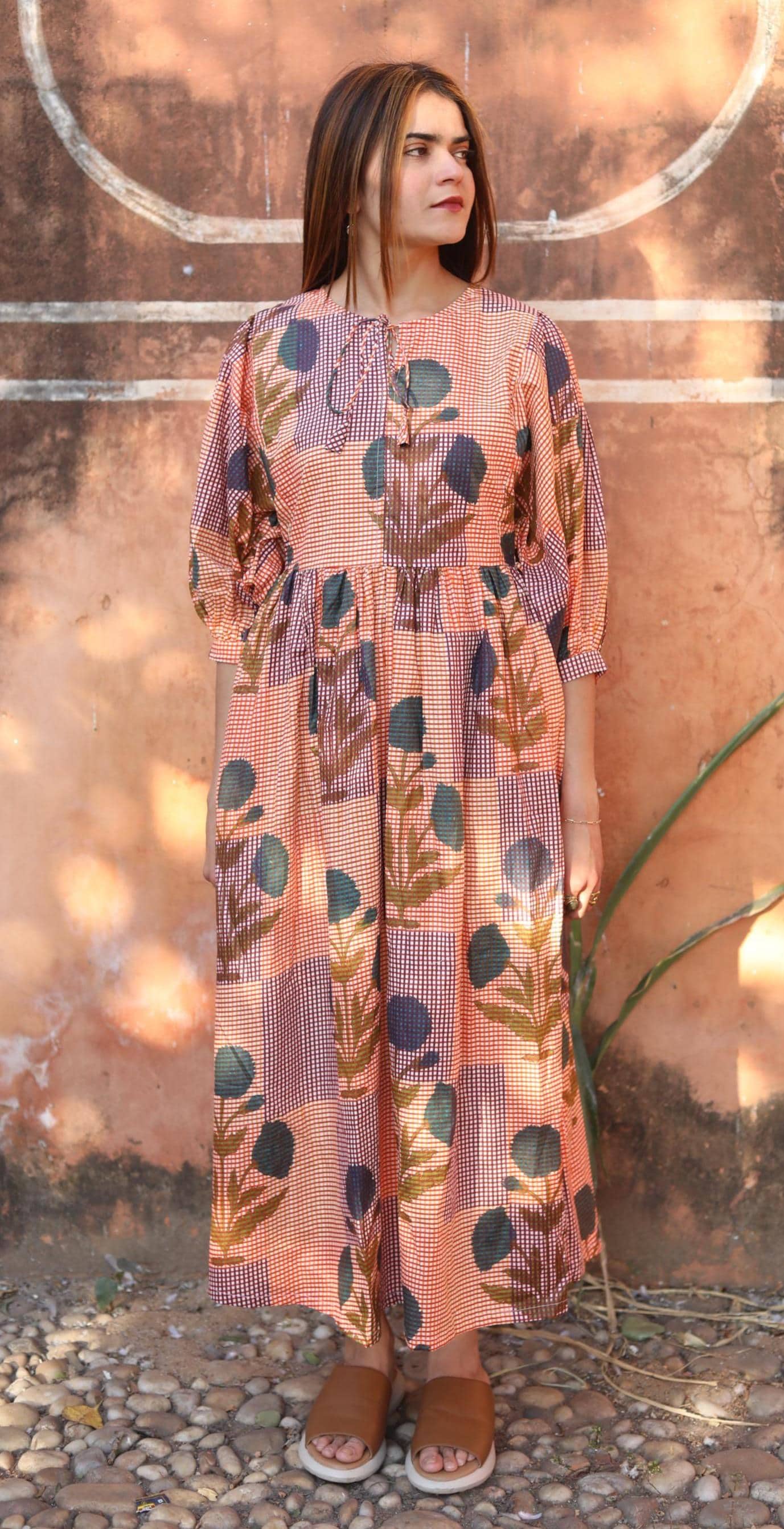 Block Print Cotton Dress for Women – Handmade Floral Tunic Dress