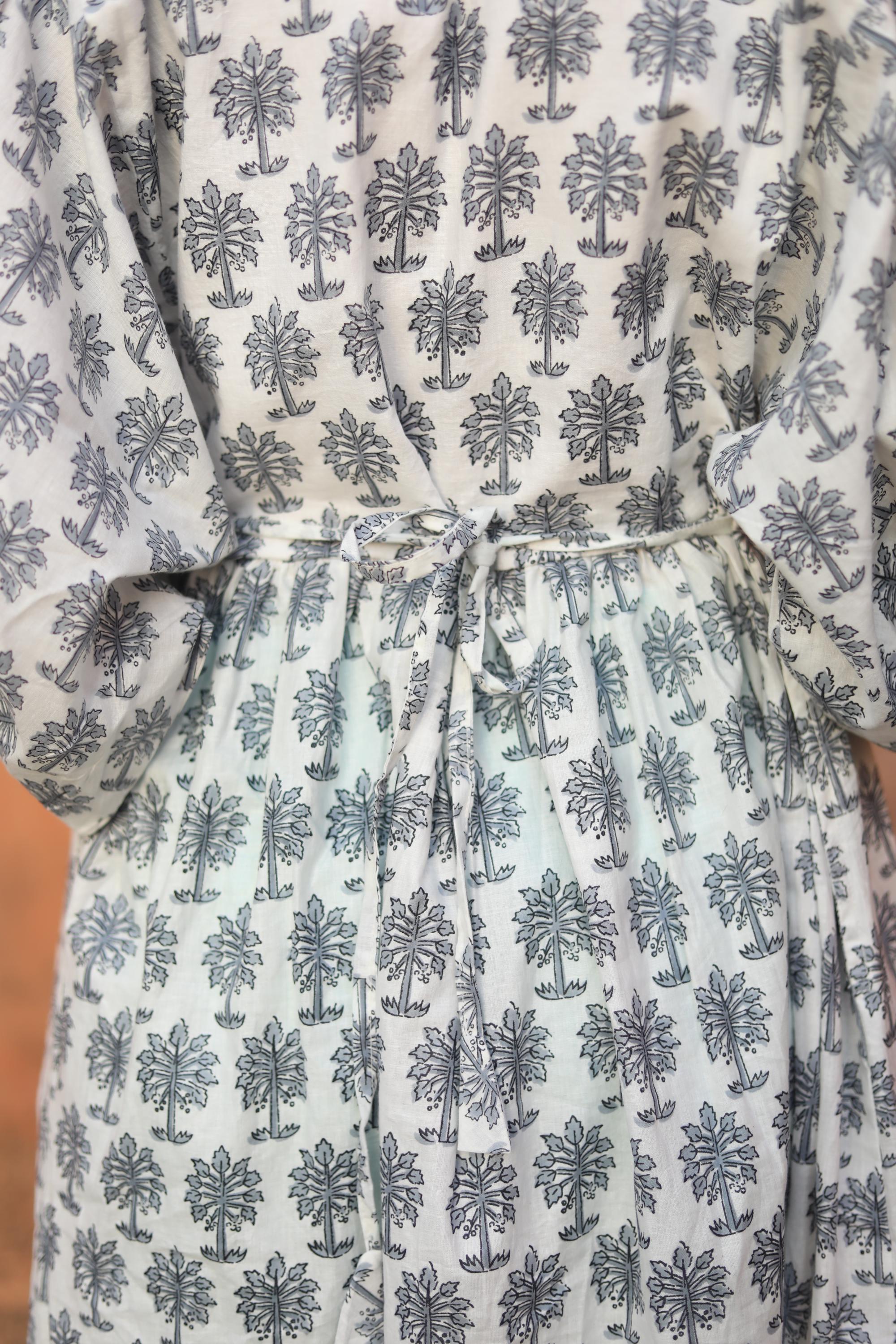 Block Print Cotton Dress for Women – Handmade White Tunic Dress