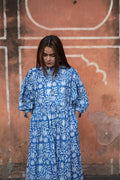 Block Print Cotton Dress for Women – Handmade Blue Tunic Dress