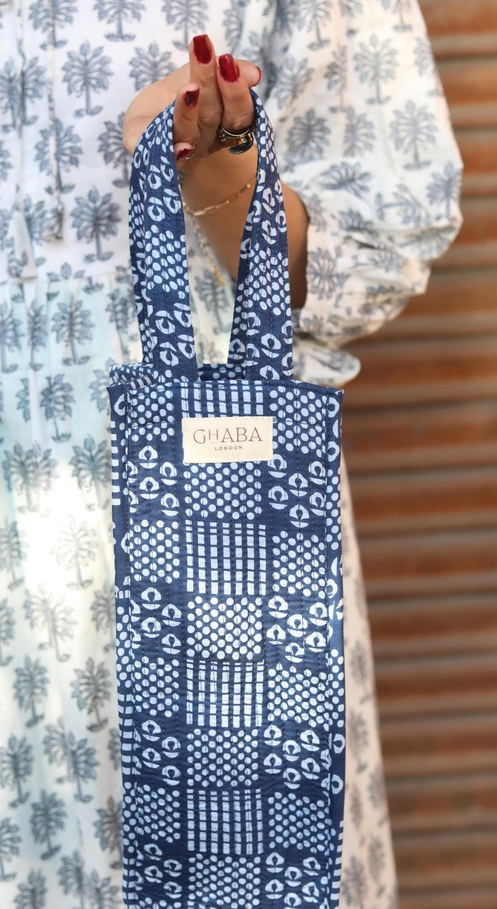 Floral Hand Block Print Bottle Holder- Wine/ Champagne/Water Bottle