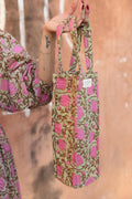 Handmade Cotton Block Print Quilted Bottle Bag: Wine/Champagne/Water Bottle