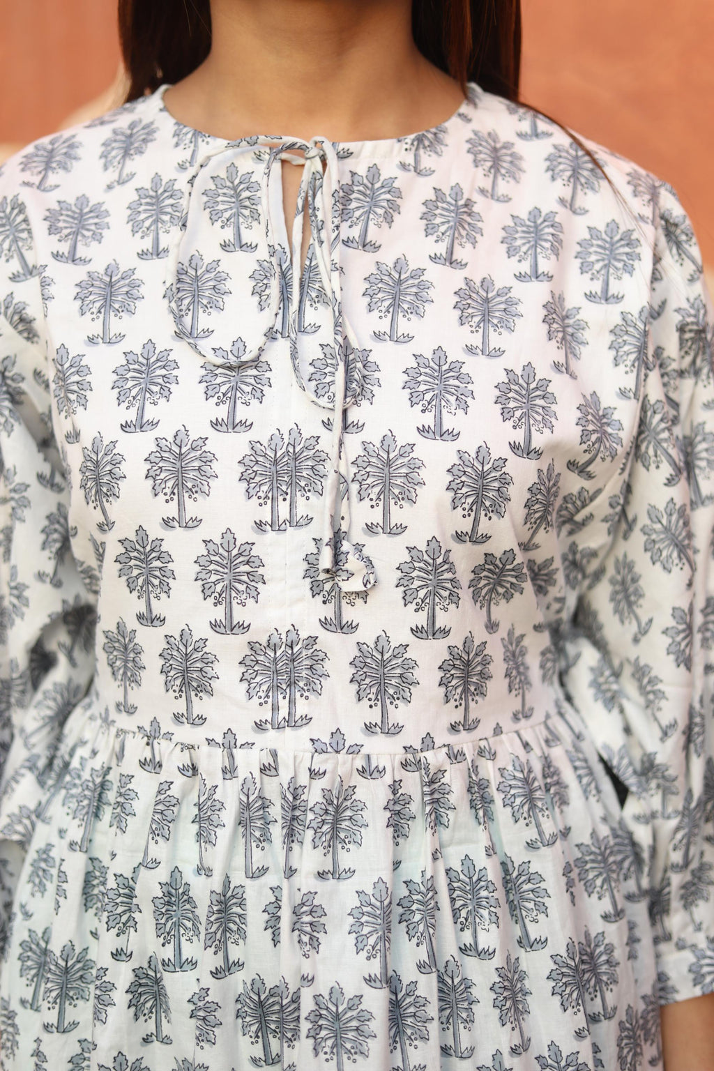Block Print Cotton Dress for Women – Handmade White Tunic Dress