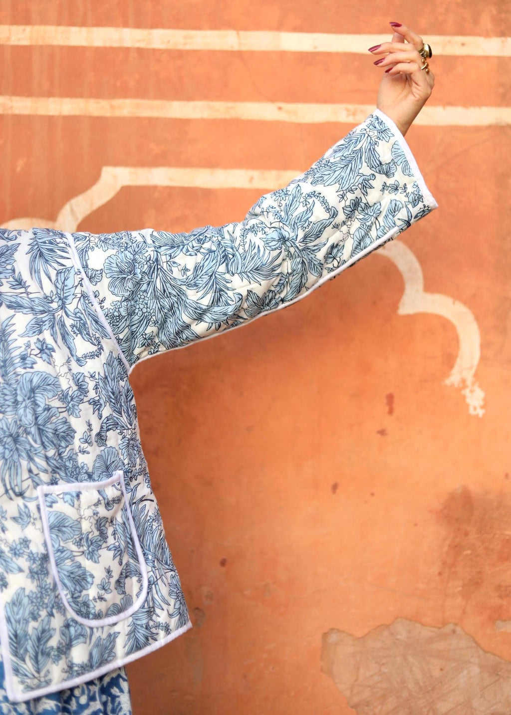 Handmade Block Print Cotton Quilted Bomber Jacket for Women