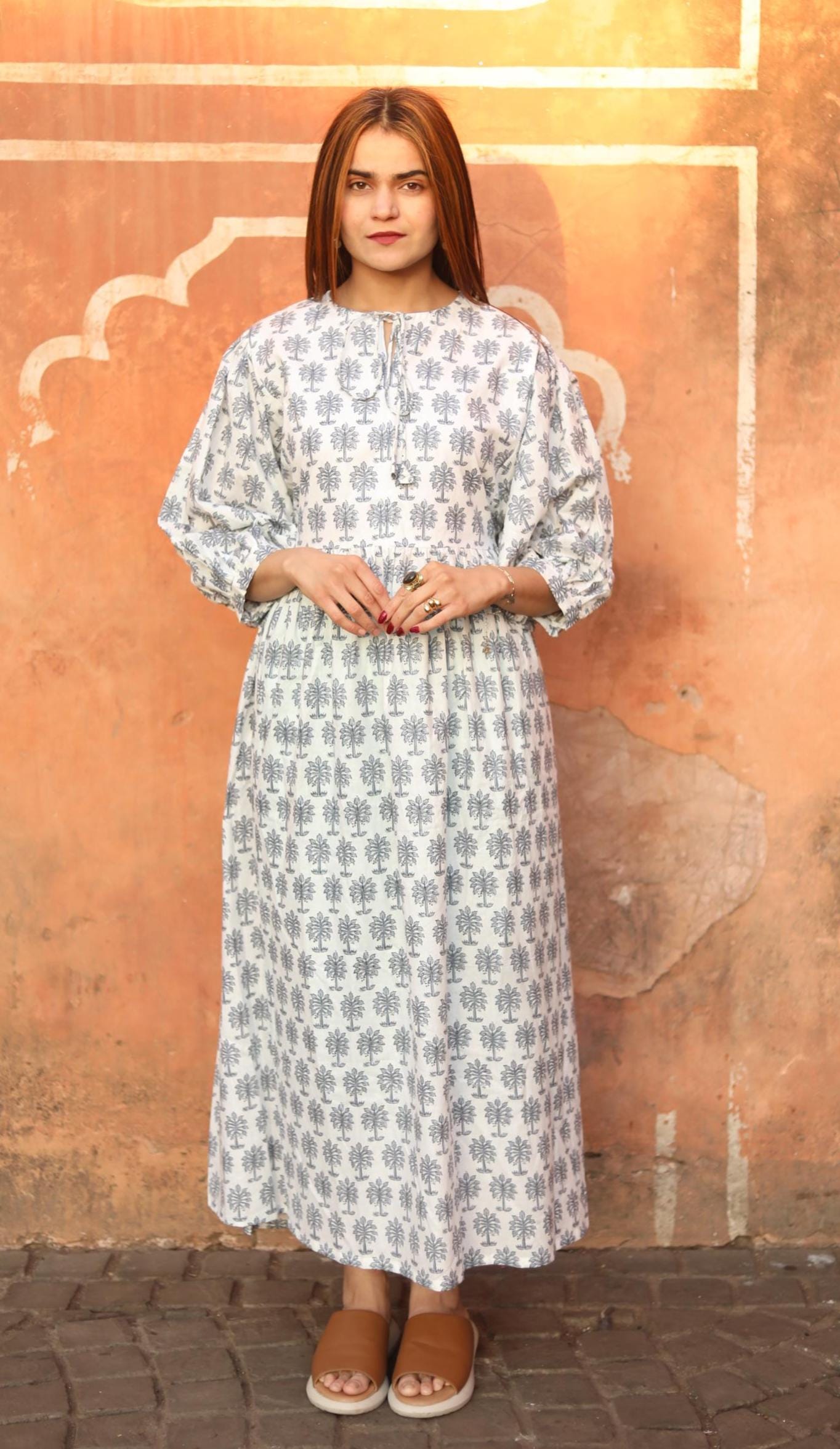 Block Print Cotton Dress for Women – Handmade White Tunic Dress