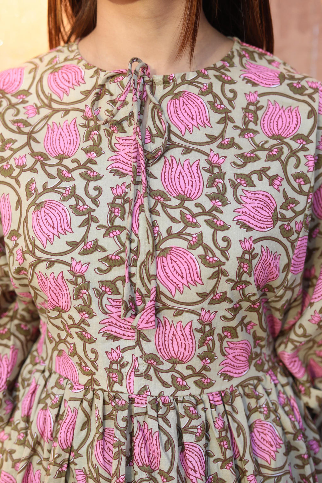 Block Print Cotton Dress for Women – Handmade Floral Tunic Dress