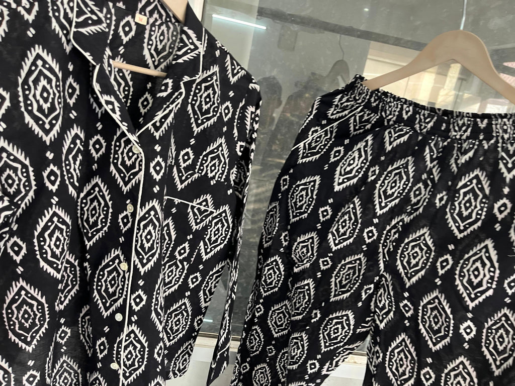 Handmade Cotton Pajama Set: Bohemian Women's Nightwear