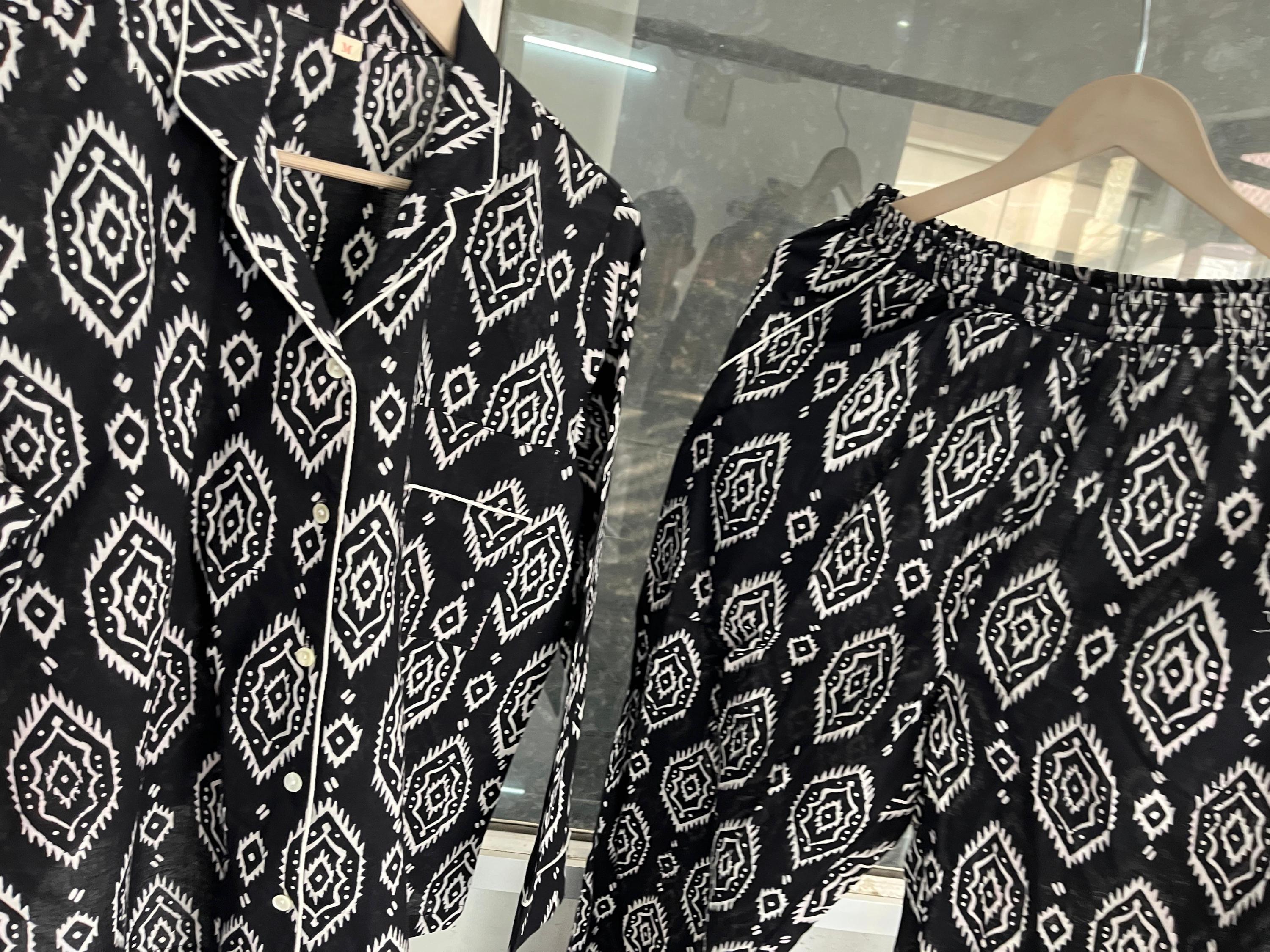 Handmade Cotton Pajama Set: Bohemian Women's Nightwear