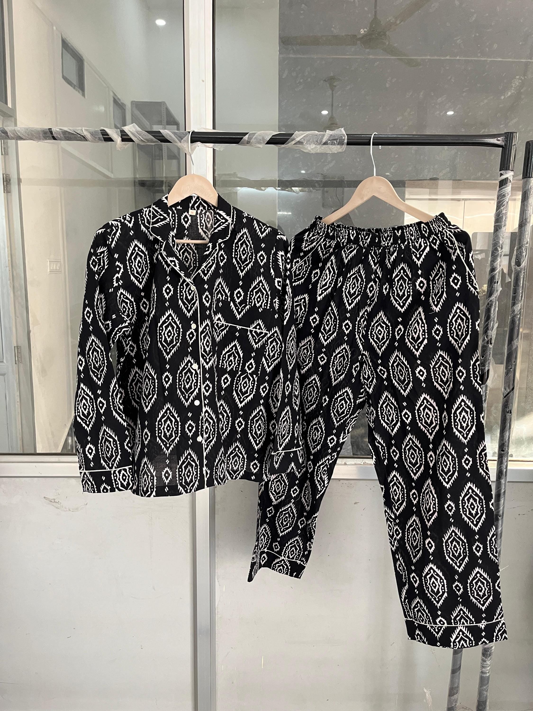 Handmade Cotton Pajama Set: Bohemian Women's Nightwear