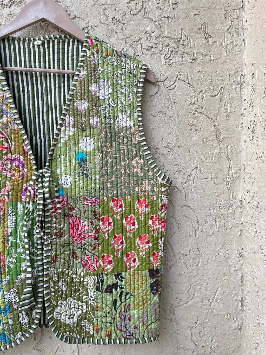 Handmade Cotton Quilted Vest: Reversible Patchwork Jacket