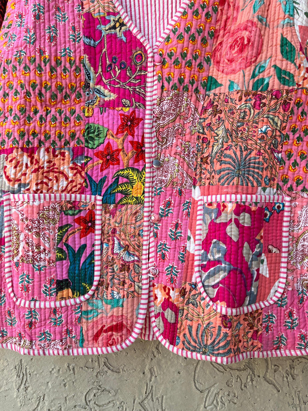 Handmade Cotton Patchwork Jacket: Reversible Quilted Boho Coat