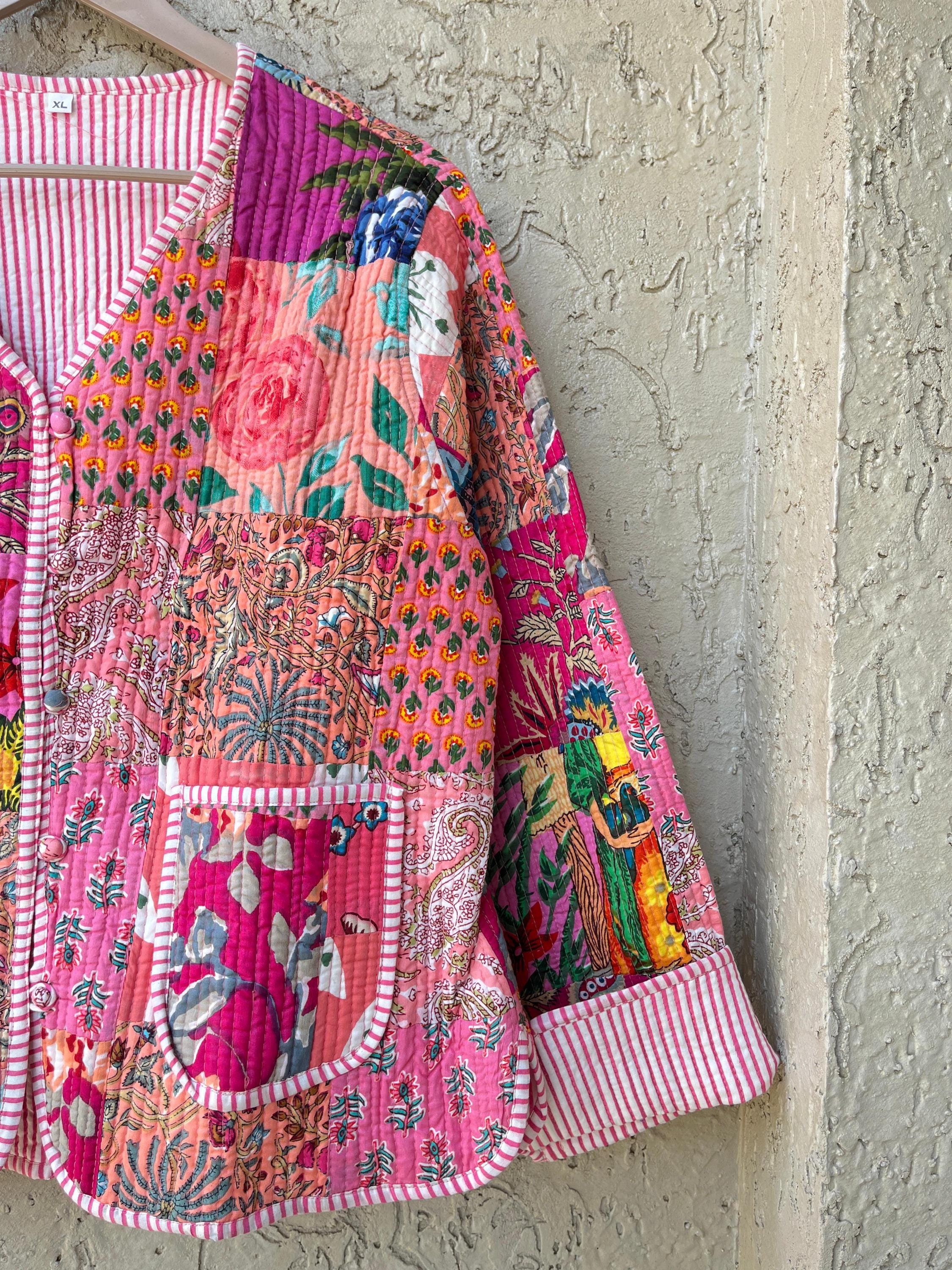 Handmade Cotton Patchwork Jacket: Reversible Quilted Boho Coat