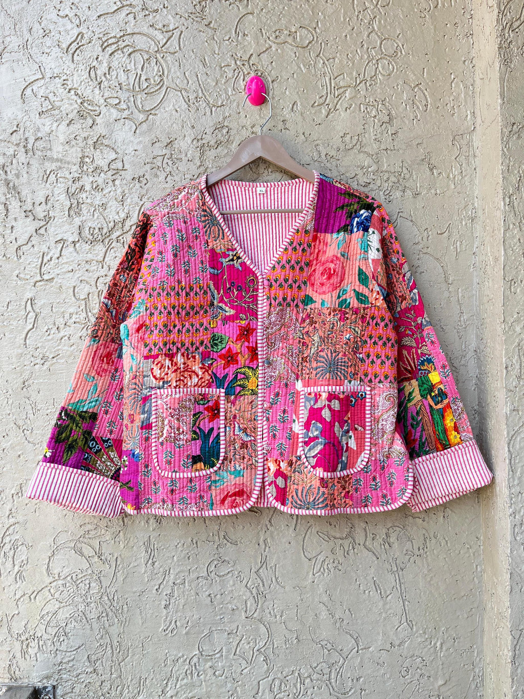 Handmade Cotton Patchwork Jacket: Reversible Quilted Boho Coat