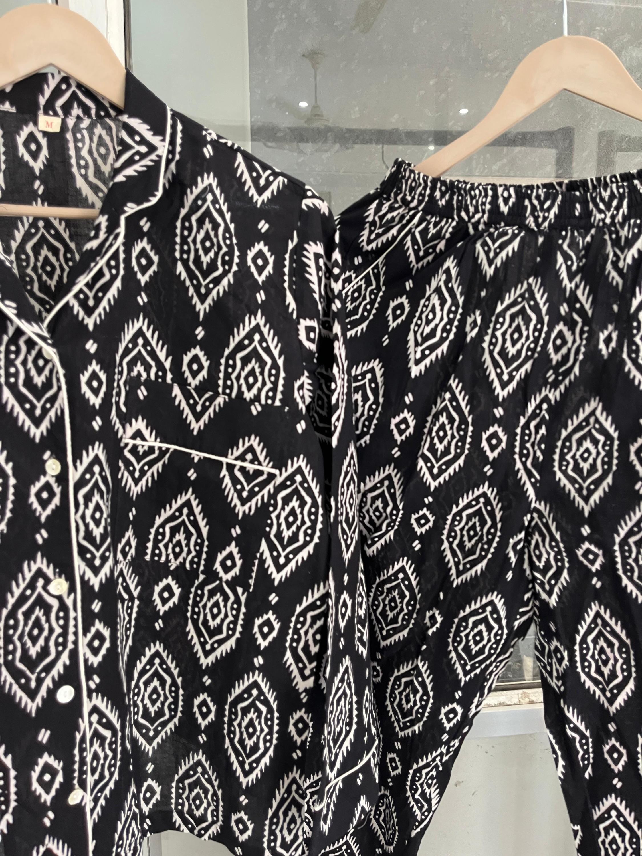 Handmade Cotton Pajama Set: Bohemian Women's Nightwear