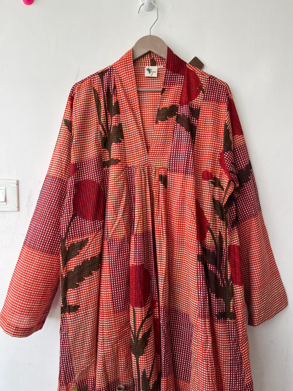 Hand Block Printed Cotton Dress: Indian Gauze Tunic Gown