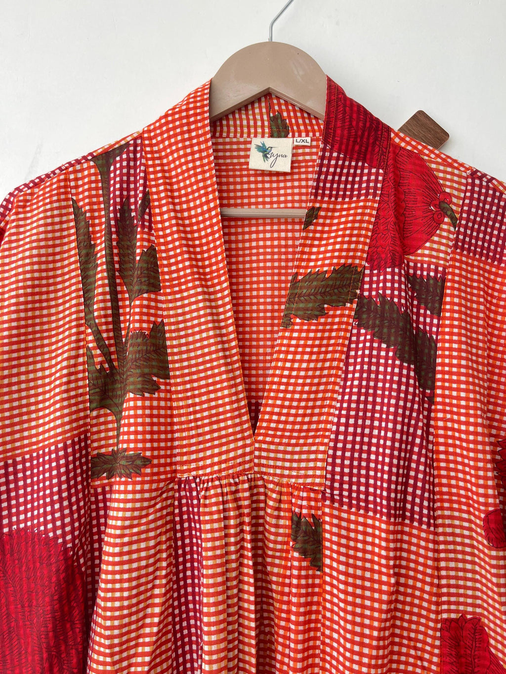 Hand Block Printed Cotton Dress: Indian Gauze Tunic Gown