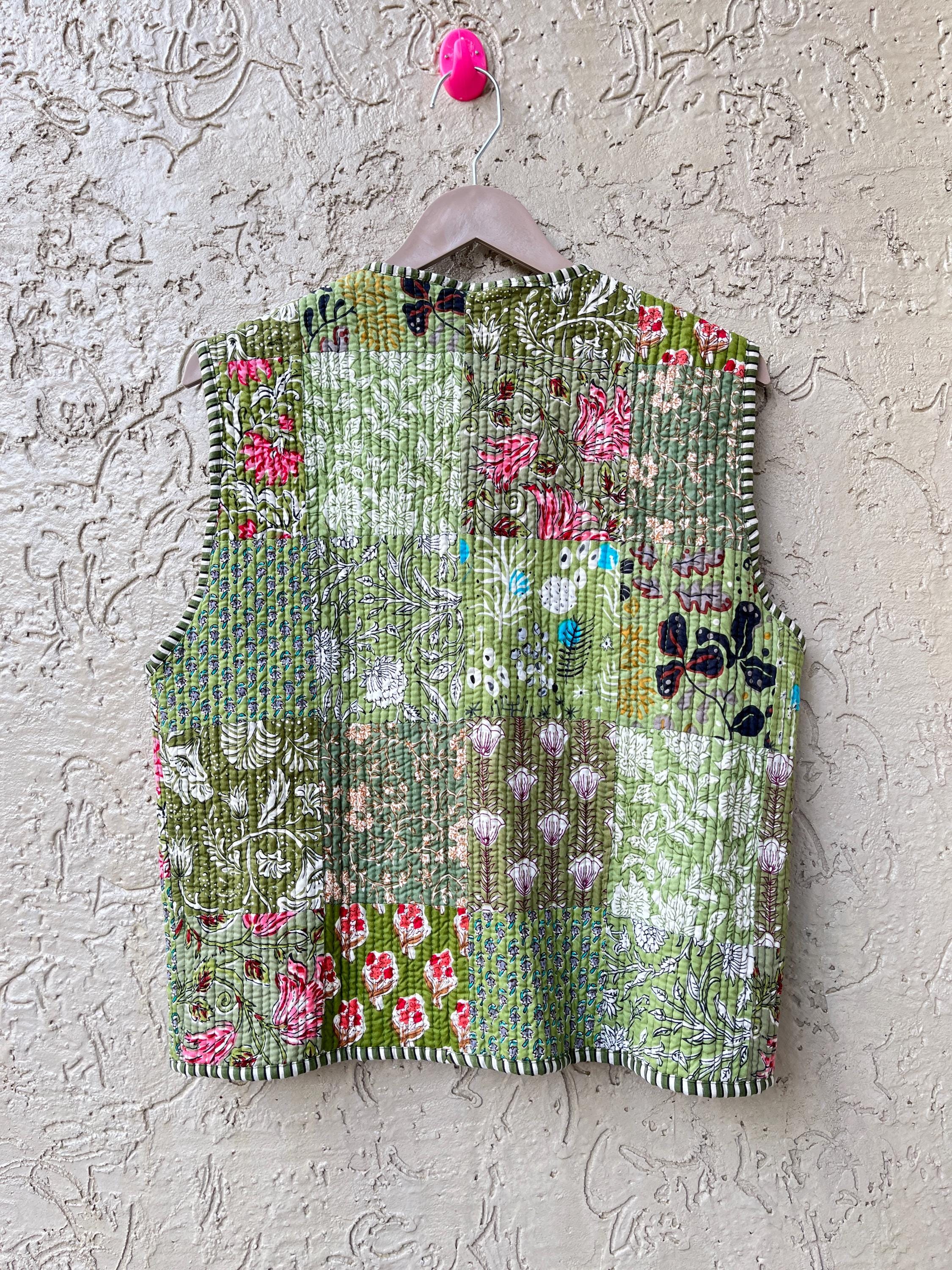 Handmade Cotton Quilted Vest: Reversible Patchwork Jacket