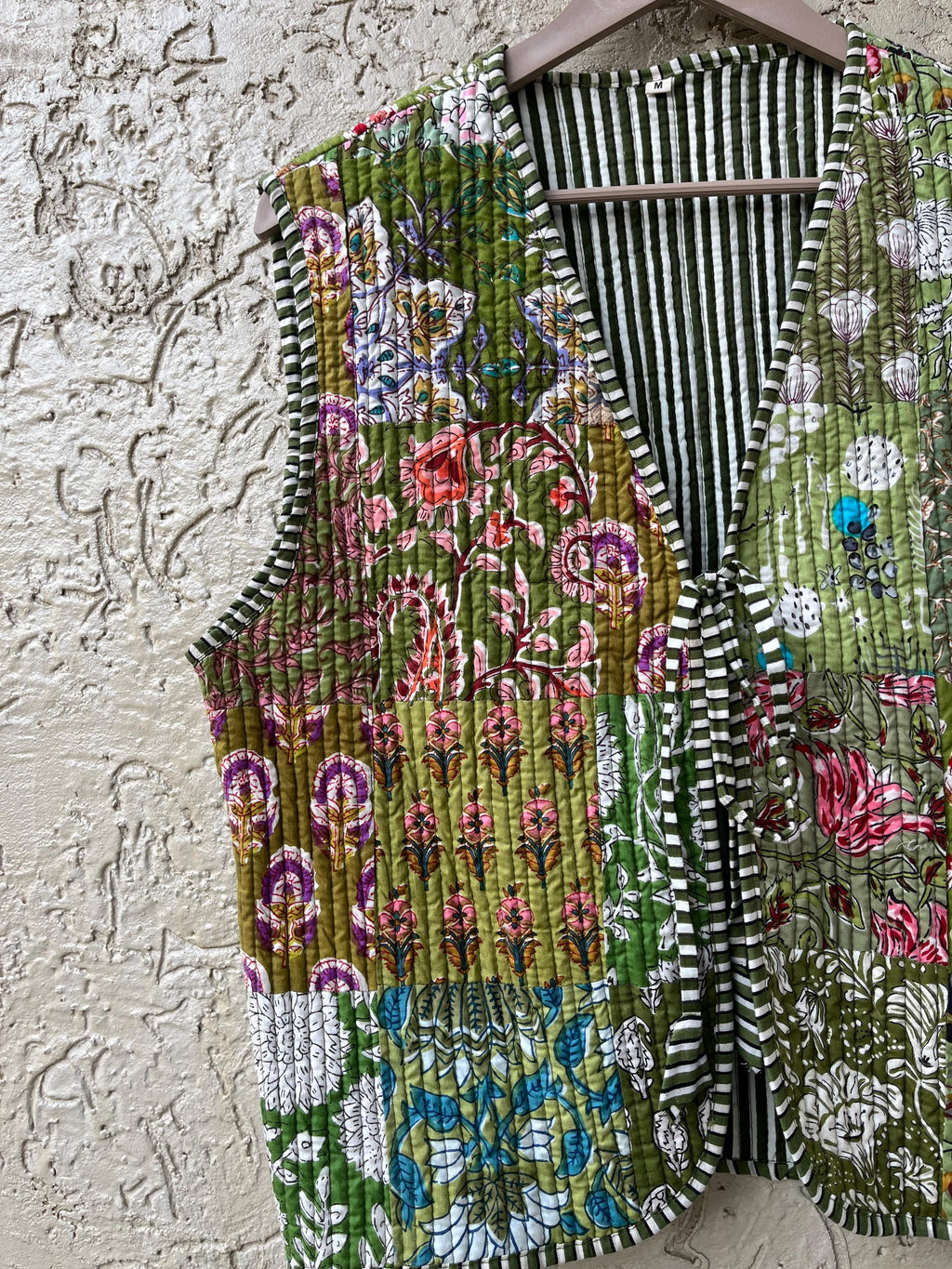 Handmade Cotton Quilted Vest: Reversible Patchwork Jacket