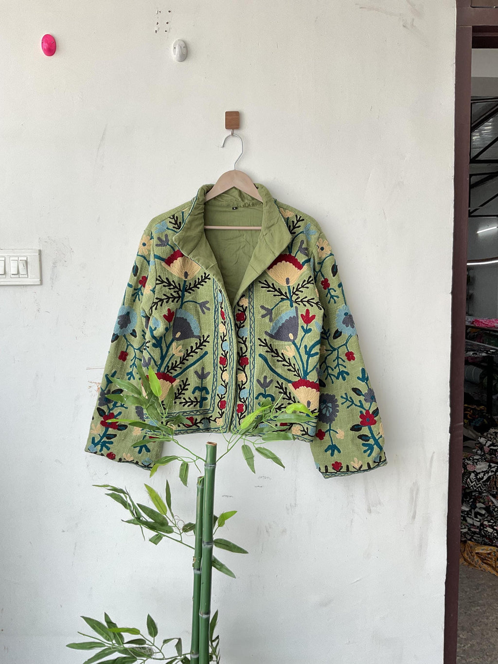 Handmade Cotton Suzani Jacket: Embroidered Boho Coat