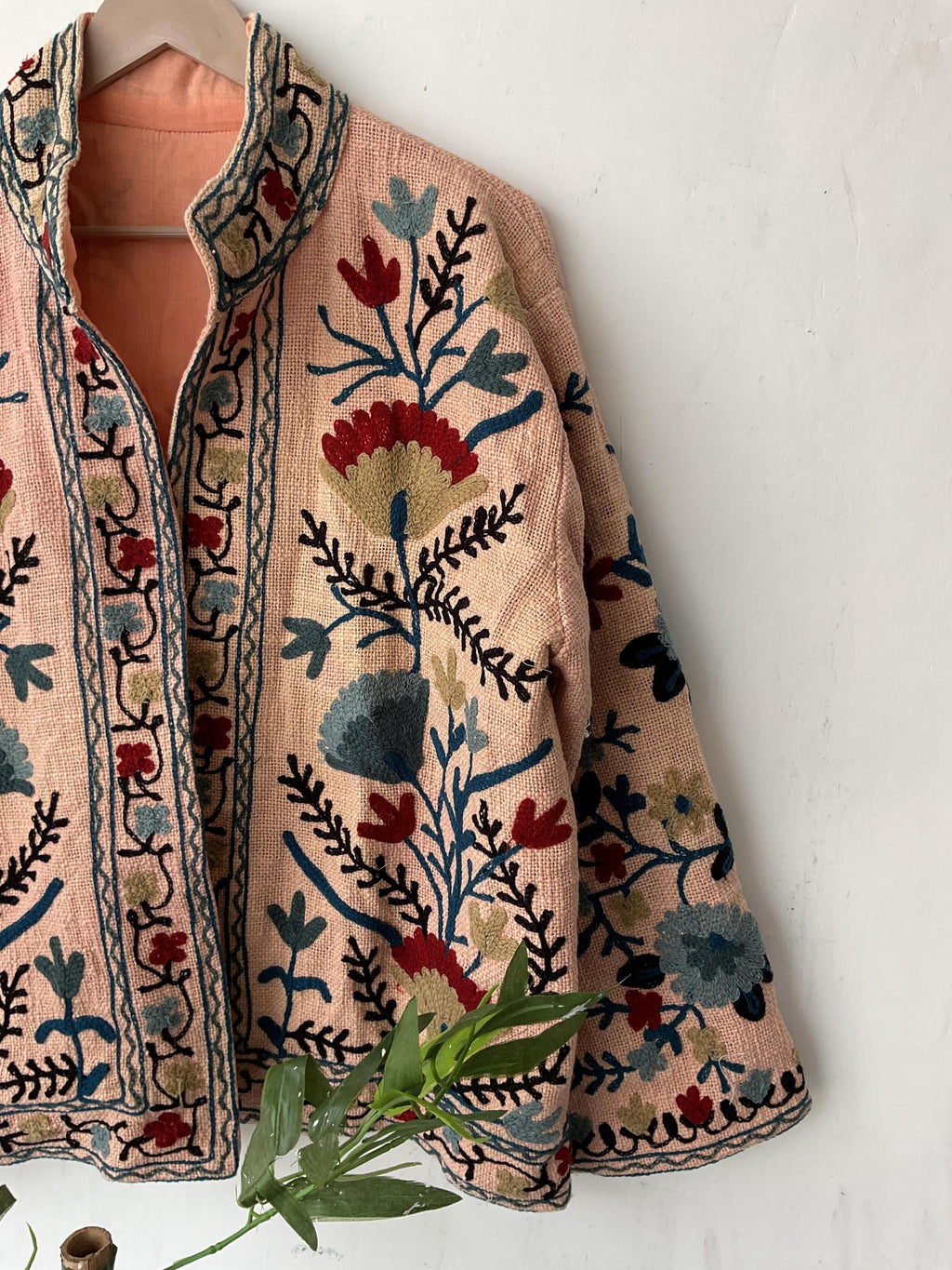 Handmade Suzani Embroidery Jacket: Boho Quilted Cotton Coat