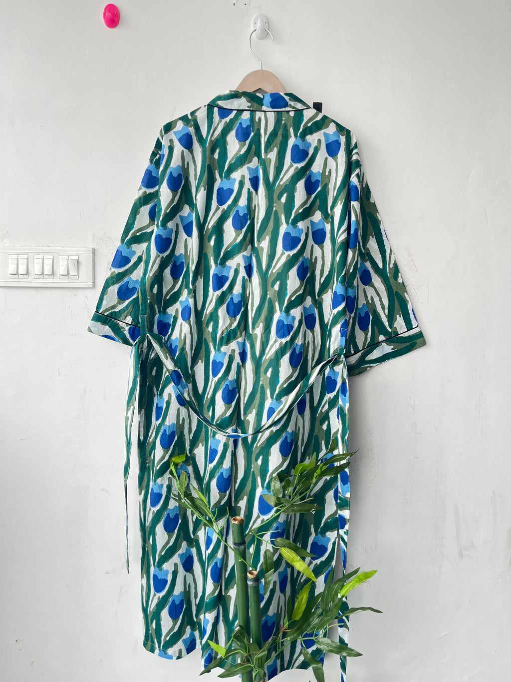 Floral Cotton Kimono Robe: Japanese Style, Short Sleeve, Plus Size