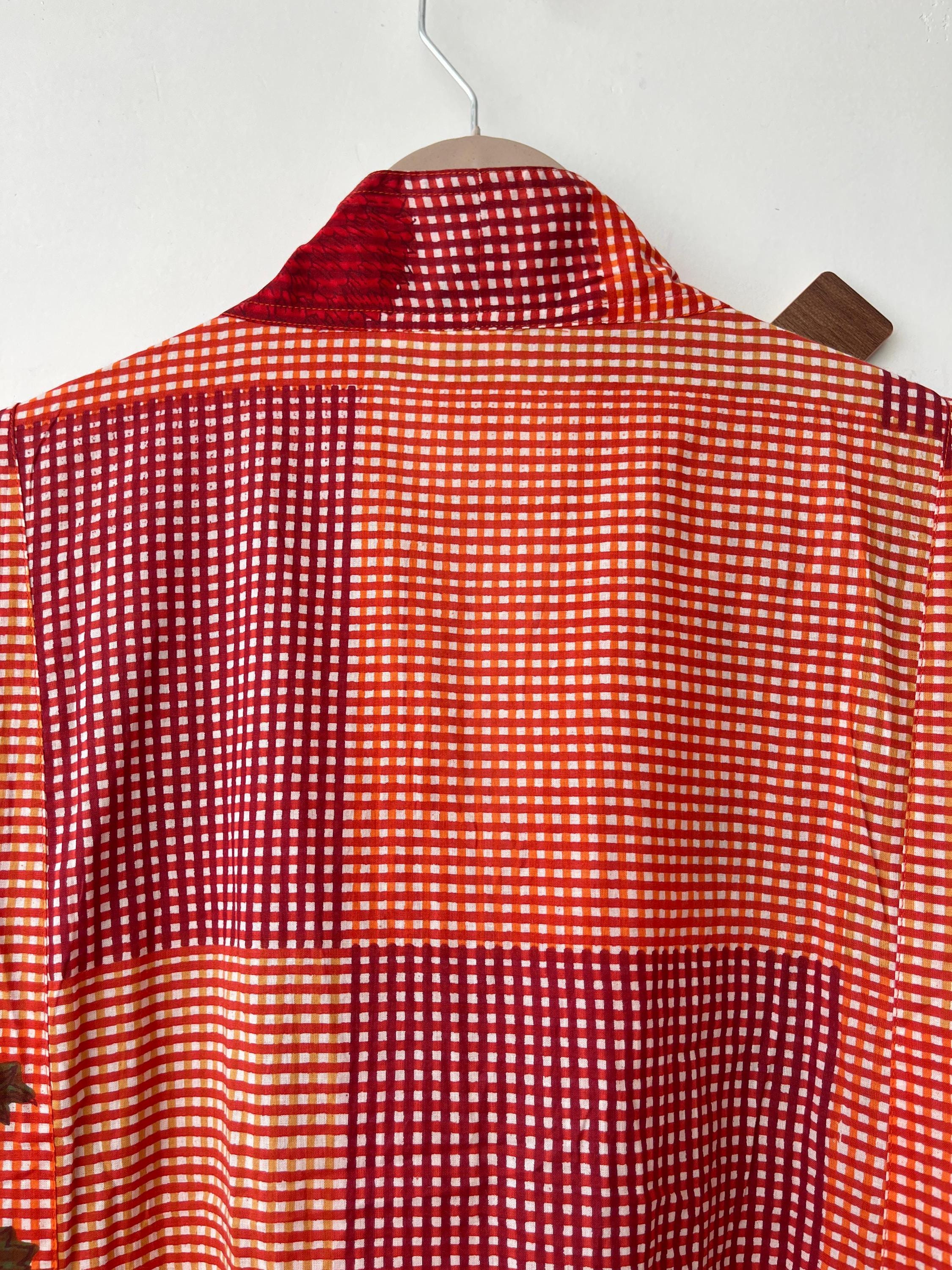 Hand Block Printed Cotton Dress: Indian Gauze Tunic Gown