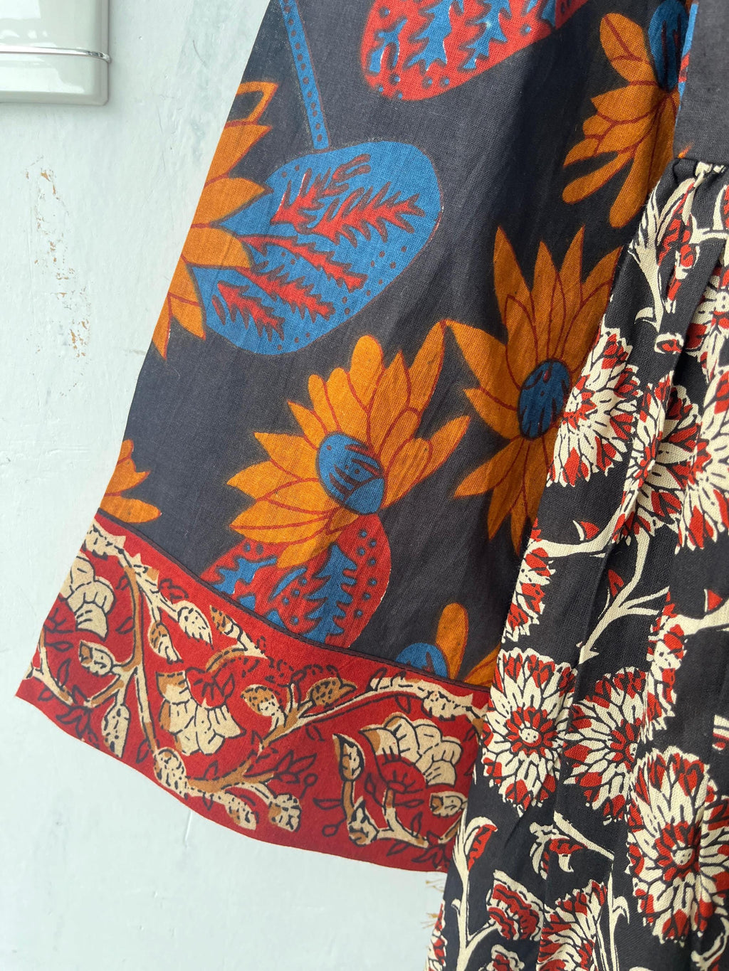 Floral Block Print Cotton Dress: Handcrafted Summer Midi