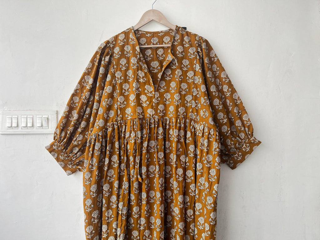 Floral Block Print Cotton Dress: Soft Summer Tunic