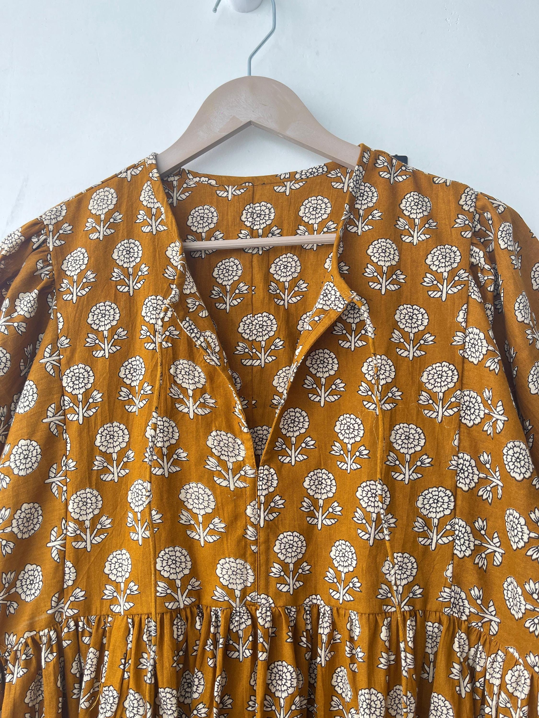 Floral Block Print Cotton Dress: Soft Summer Tunic