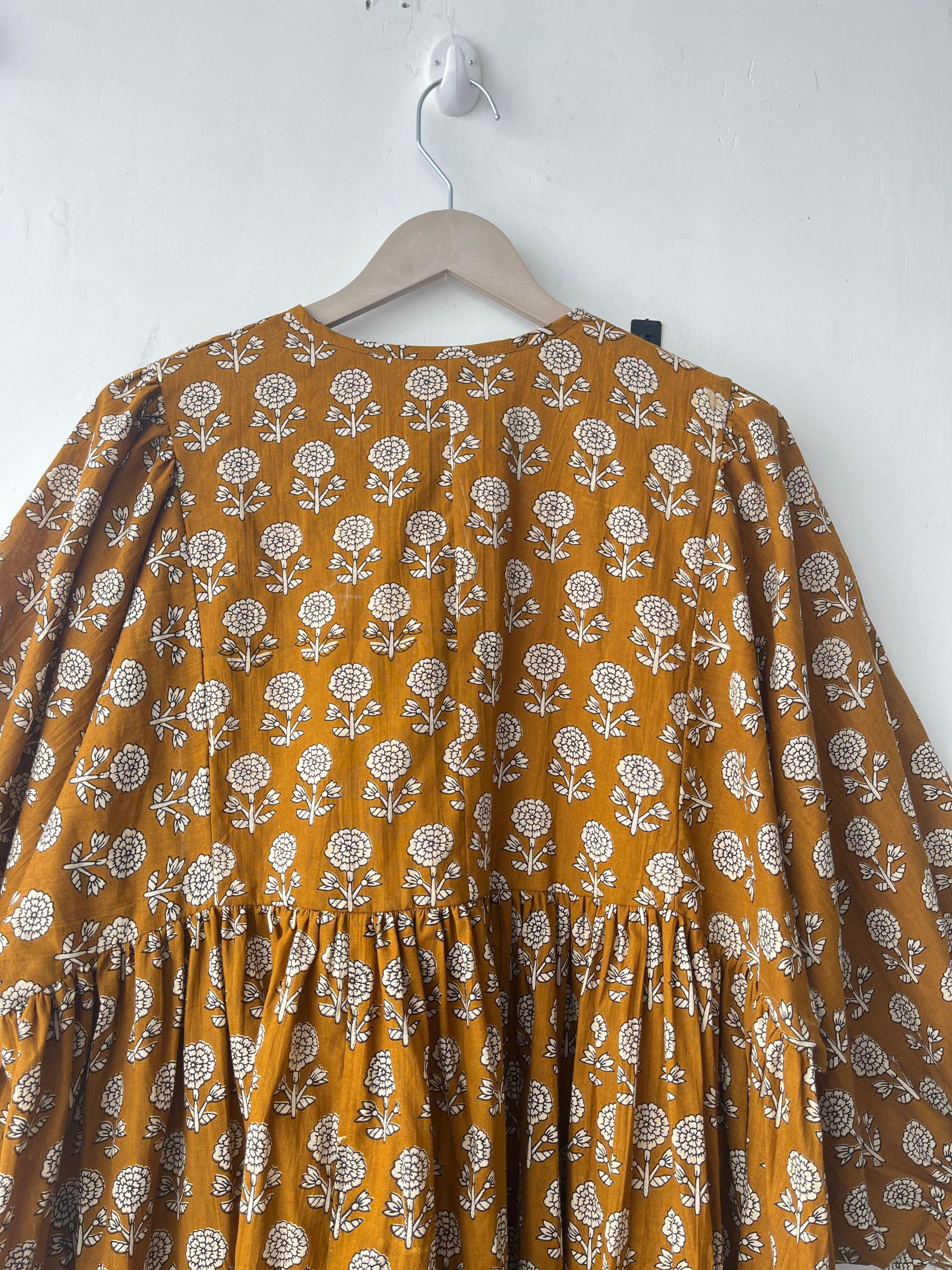 Floral Block Print Cotton Dress: Soft Summer Tunic