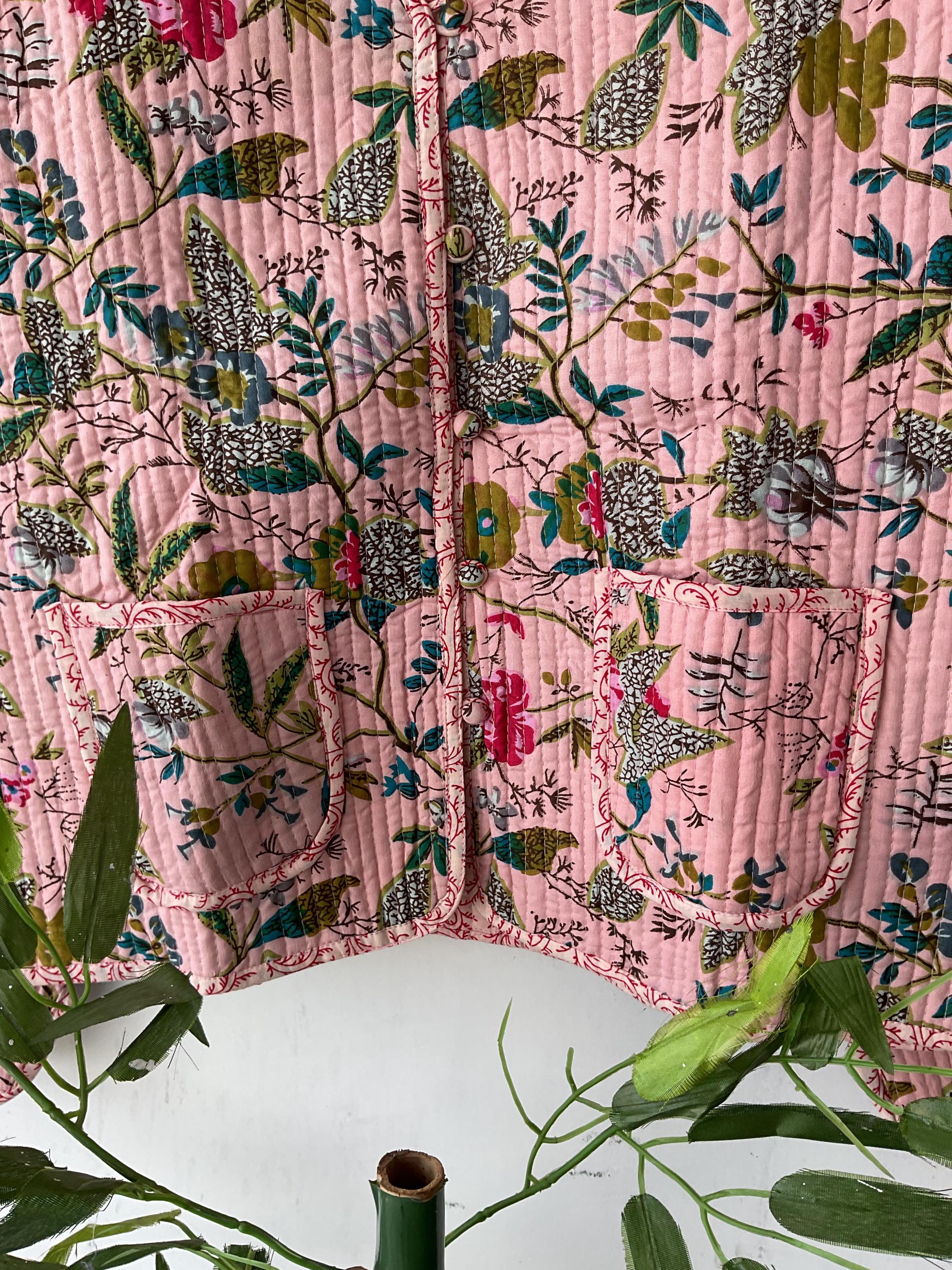 Reversible hand Block print Cotton Quilted jacket Coat ,Short jacket Women's Wear Coat Winter jacket And Coat ,gift for her jacket for women