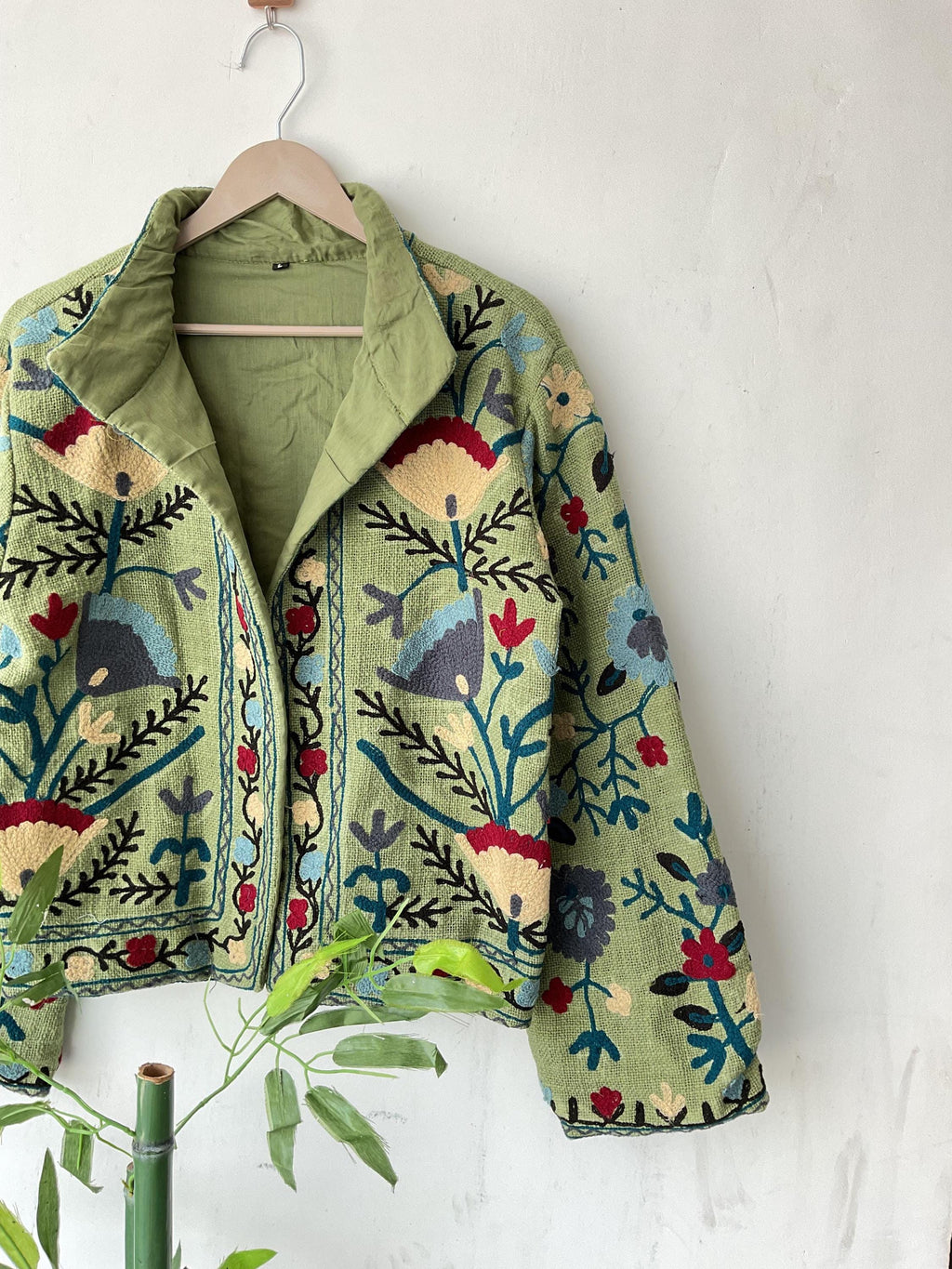 Handmade Cotton Suzani Jacket: Embroidered Boho Coat