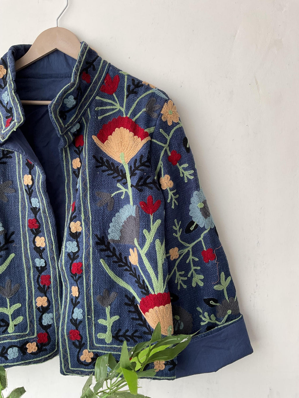 Handmade Suzani Embroidery Jacket: Boho Quilted Cotton Coat