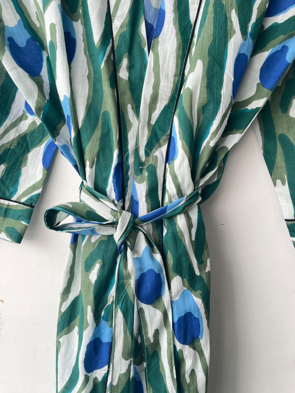 Floral Cotton Kimono Robe: Japanese Style, Short Sleeve, Plus Size