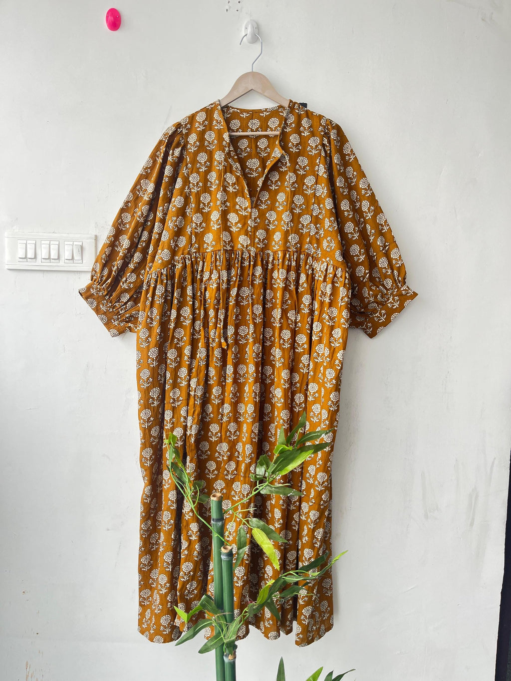 Floral Block Print Cotton Dress: Soft Summer Tunic
