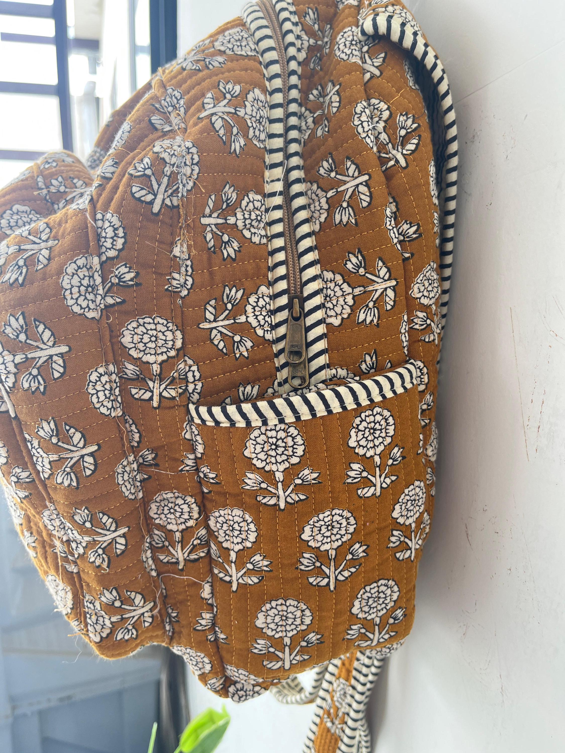 Quilted Patchwork Cotton Laptop Backpack: Reversible Tote Bag