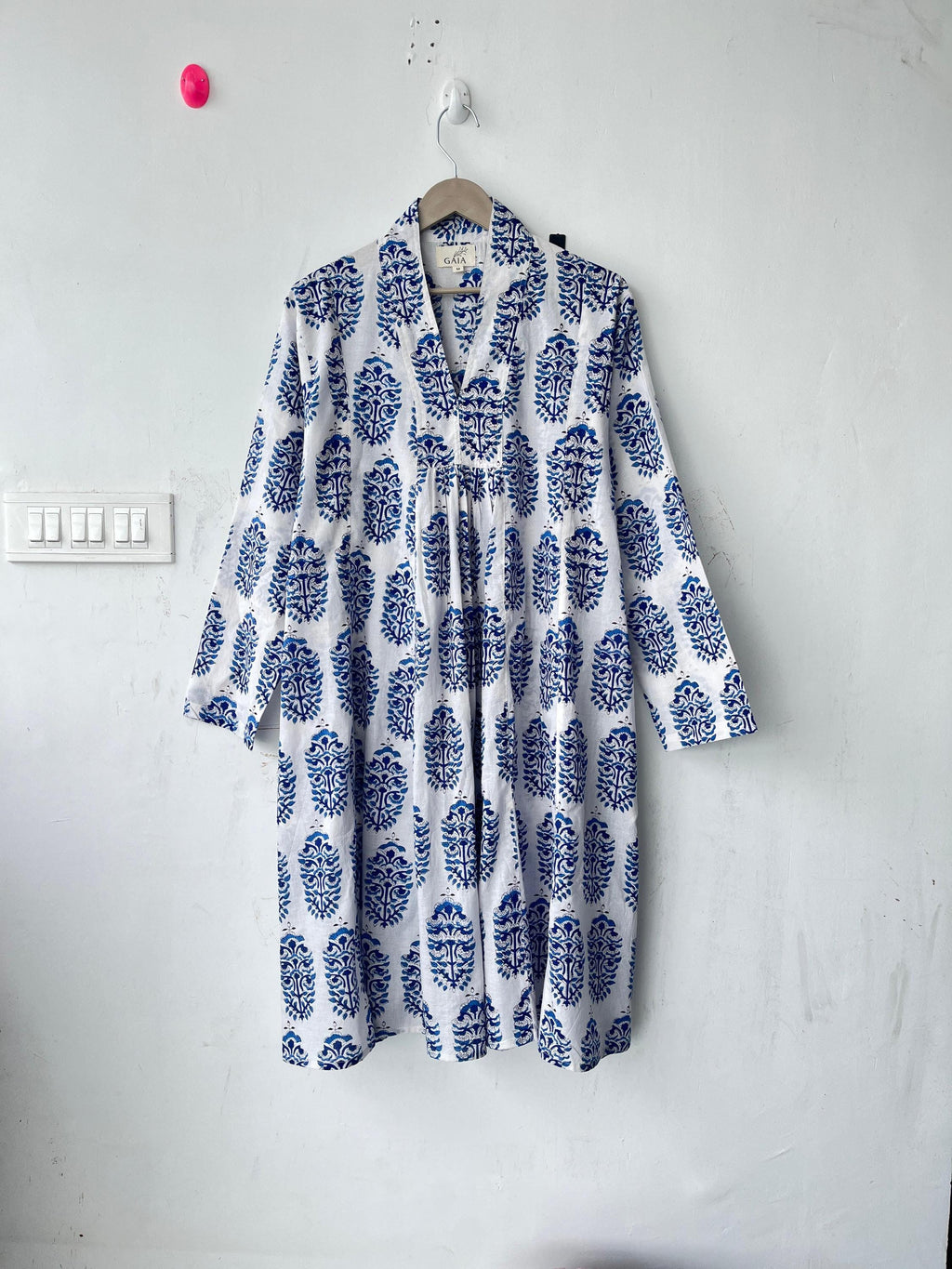 Block Print Cotton Kimono Robe: Lightweight Floral Dressing Gown