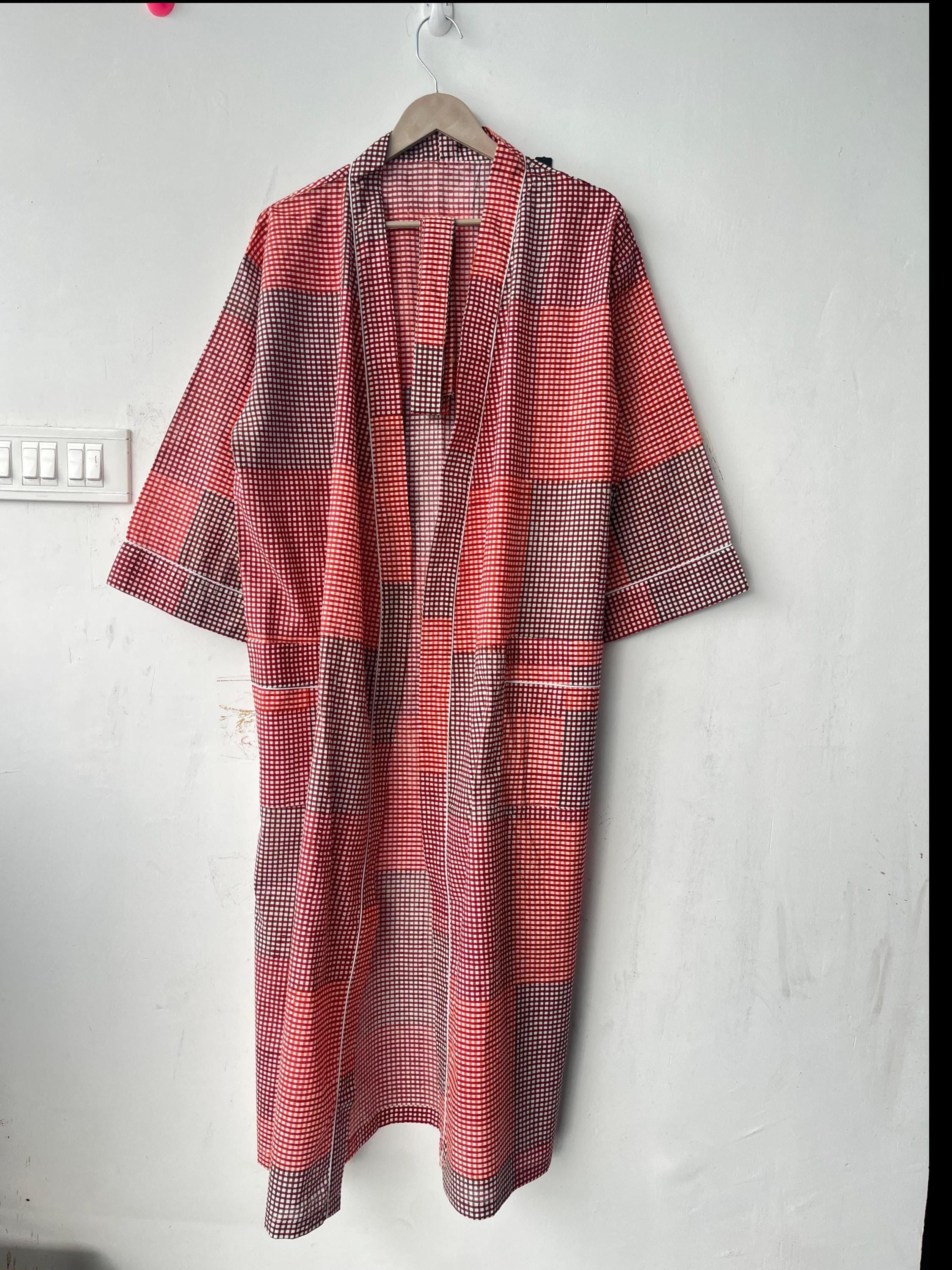 Block Print Cotton Kimono Robe: Handcrafted Summer Nightwear